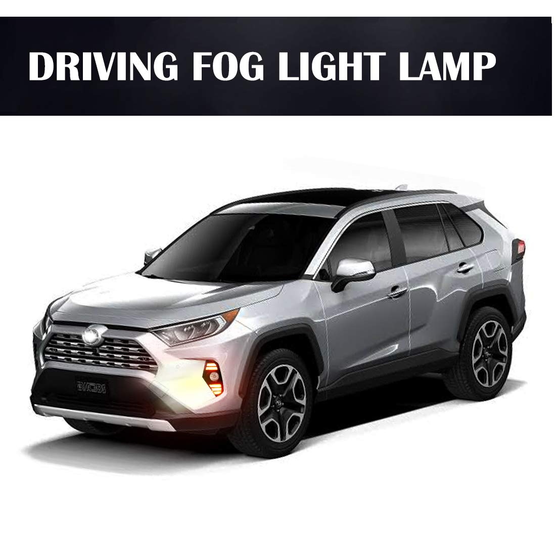 TOYOTA RAV4 2019 2020 LED Daytime Running Lights - White Ice Blue DRL with Yellow Turn Signal, Complete Kit (Bezel/Wiring/LED Bulbs) | Perfect for Night Driving & Enhanced Visibility