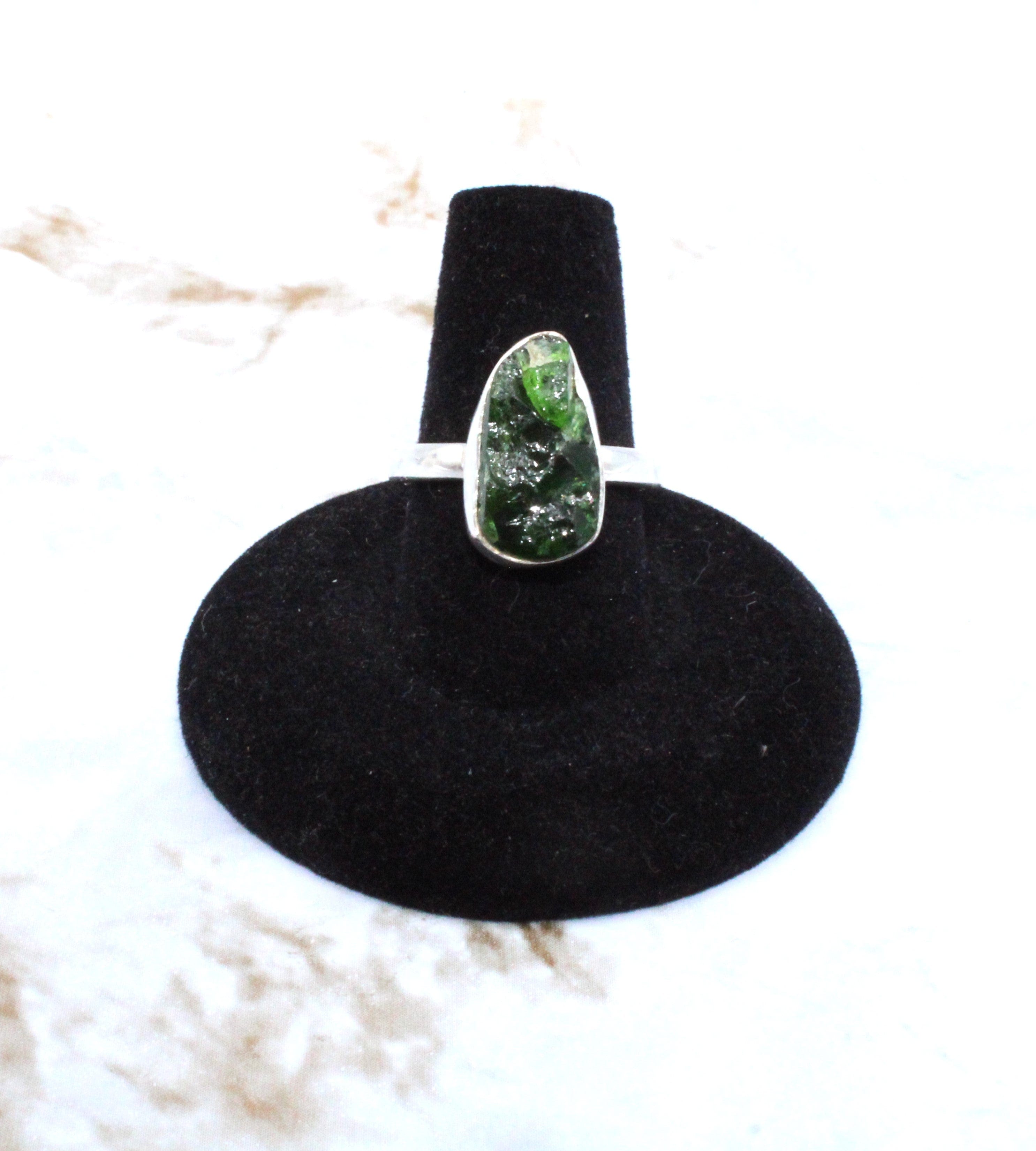 Diopside Sterling Silver Ring Size 8 - Elegant Green Gemstone Jewelry for Women, Perfect for Everyday Wear & Special Occasions