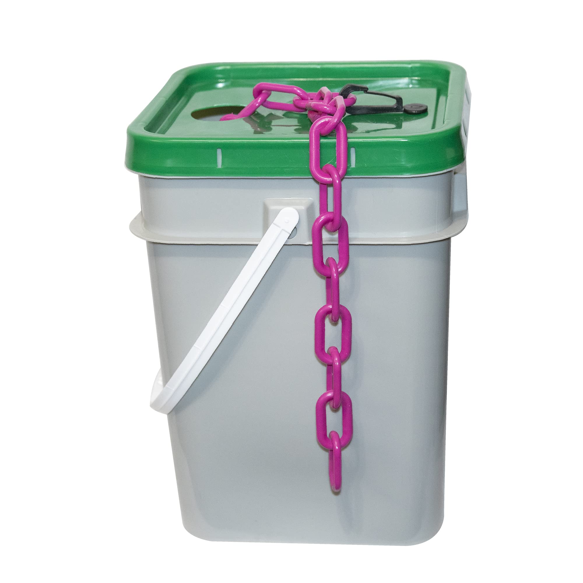 Mr. Chain Plastic Barrier Chain Pail - 1-Inch Link Diameter, 350-Foot Length in Magenta (10018-P) | Crowd Control, Event Safety & Construction Zone Barrier | Perfect for Retail Stores, Concerts & Public Spaces