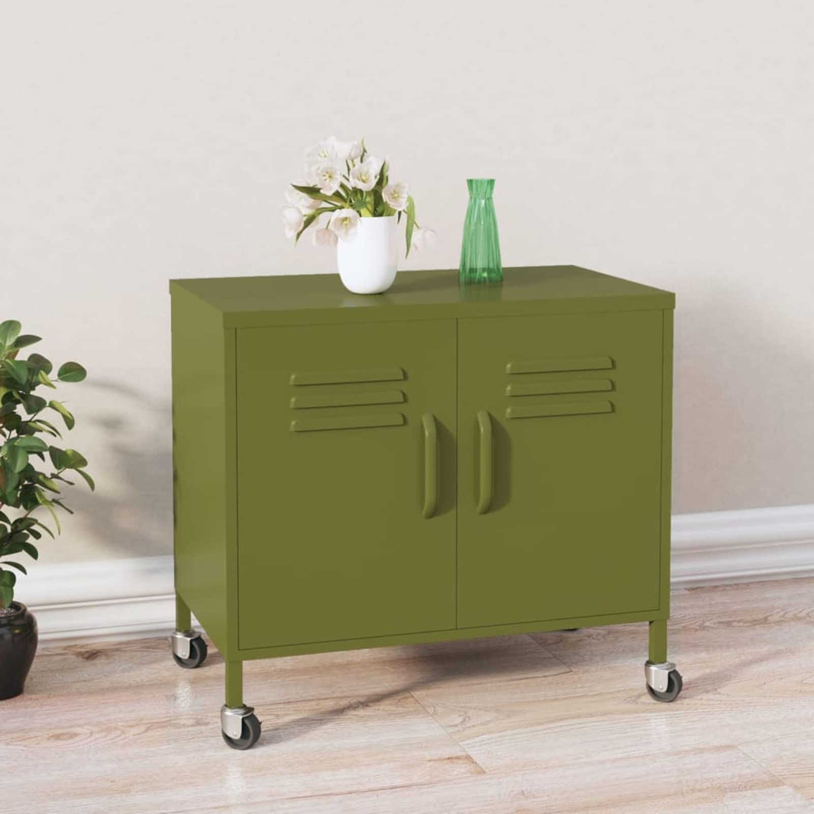 Steel Storage Cabinet with Doors and Shelves - 23.6