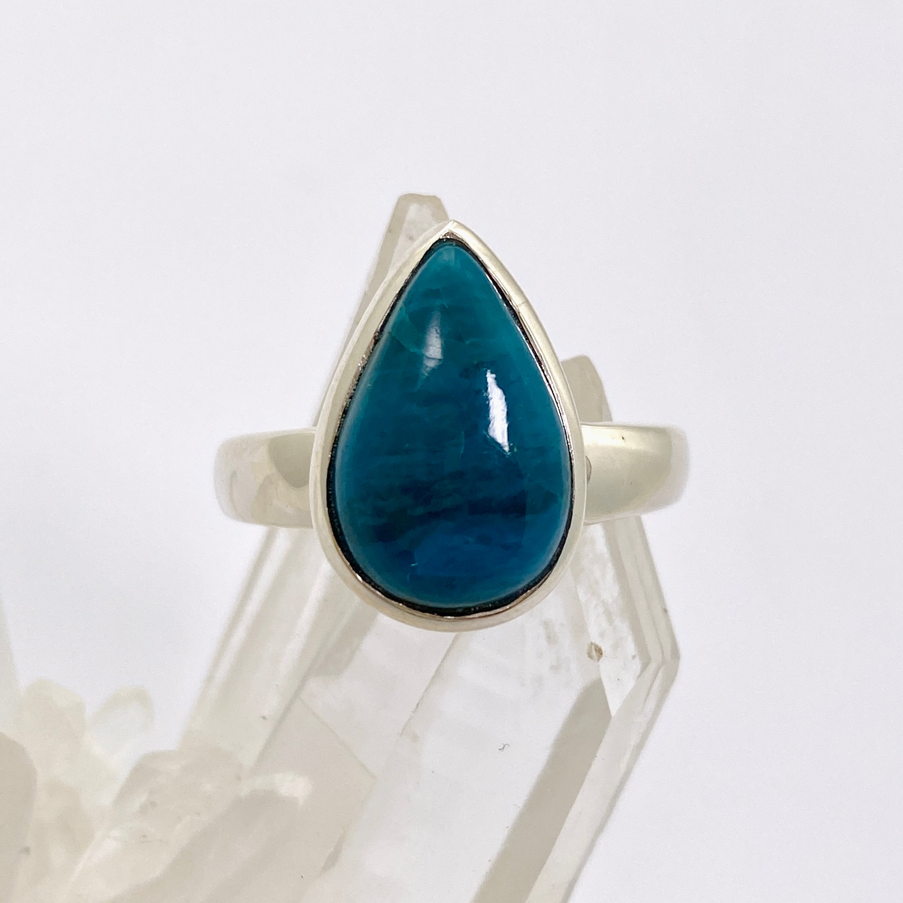 Chrysocolla Teardrop Cabochon Ring Size 10 - Natural Stone Jewelry for Women - Perfect for Boho Style & Everyday Wear