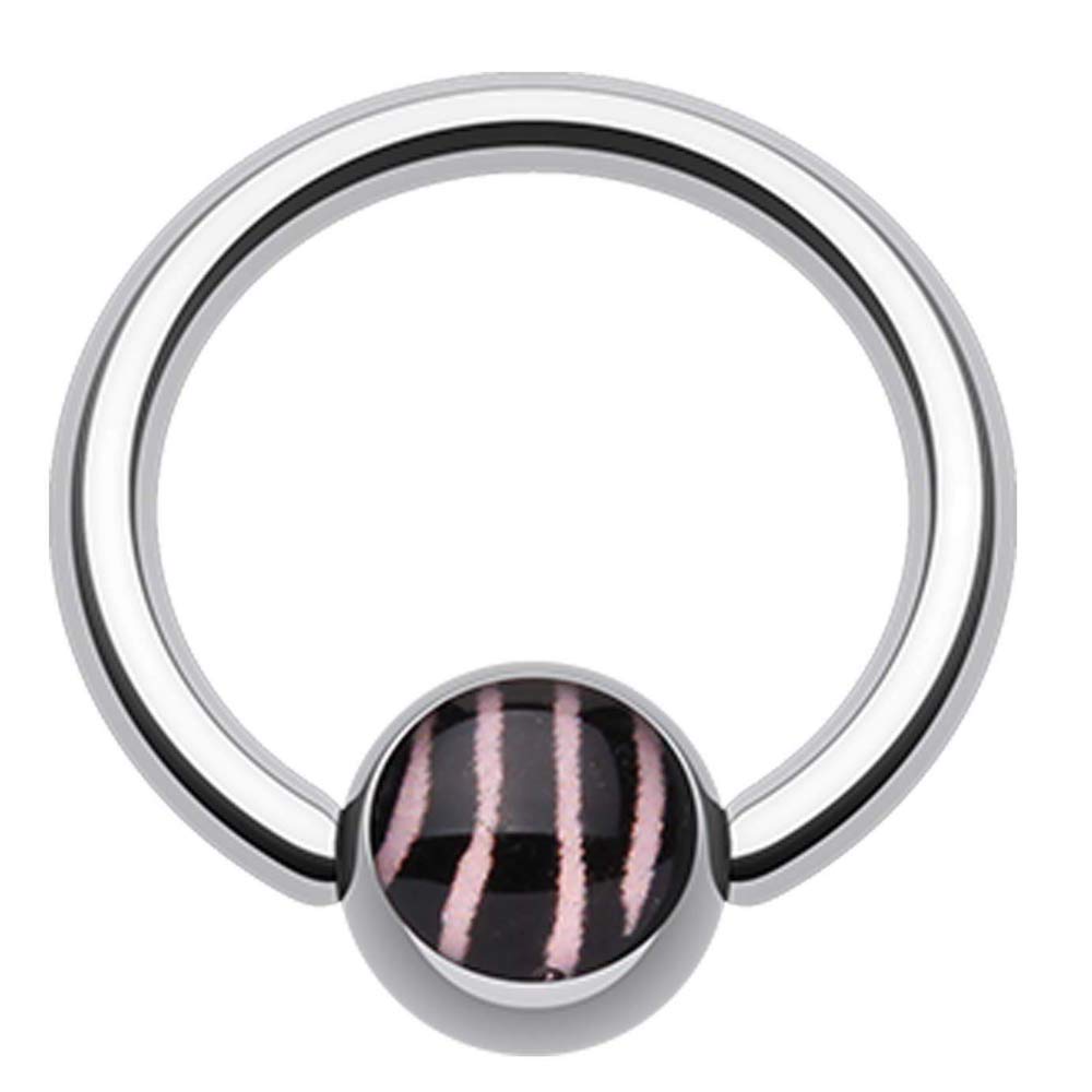 Zebra Stripe Logo Ball Captive Bead Ring - Stylish Jewelry for Parties & Gifts