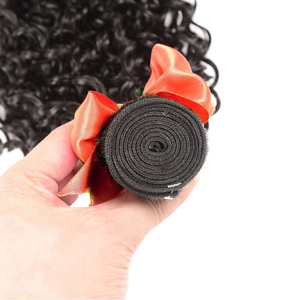 10A Grade Water Wave Human Hair Bundles - 4 Pcs Brazilian Deep Curly Wet & Wavy Hair Extensions (20/22/24/26 Inch) - Natural Black Color for Stunning Hairstyles | Perfect for Daily Wear, Parties & Special Occasions
