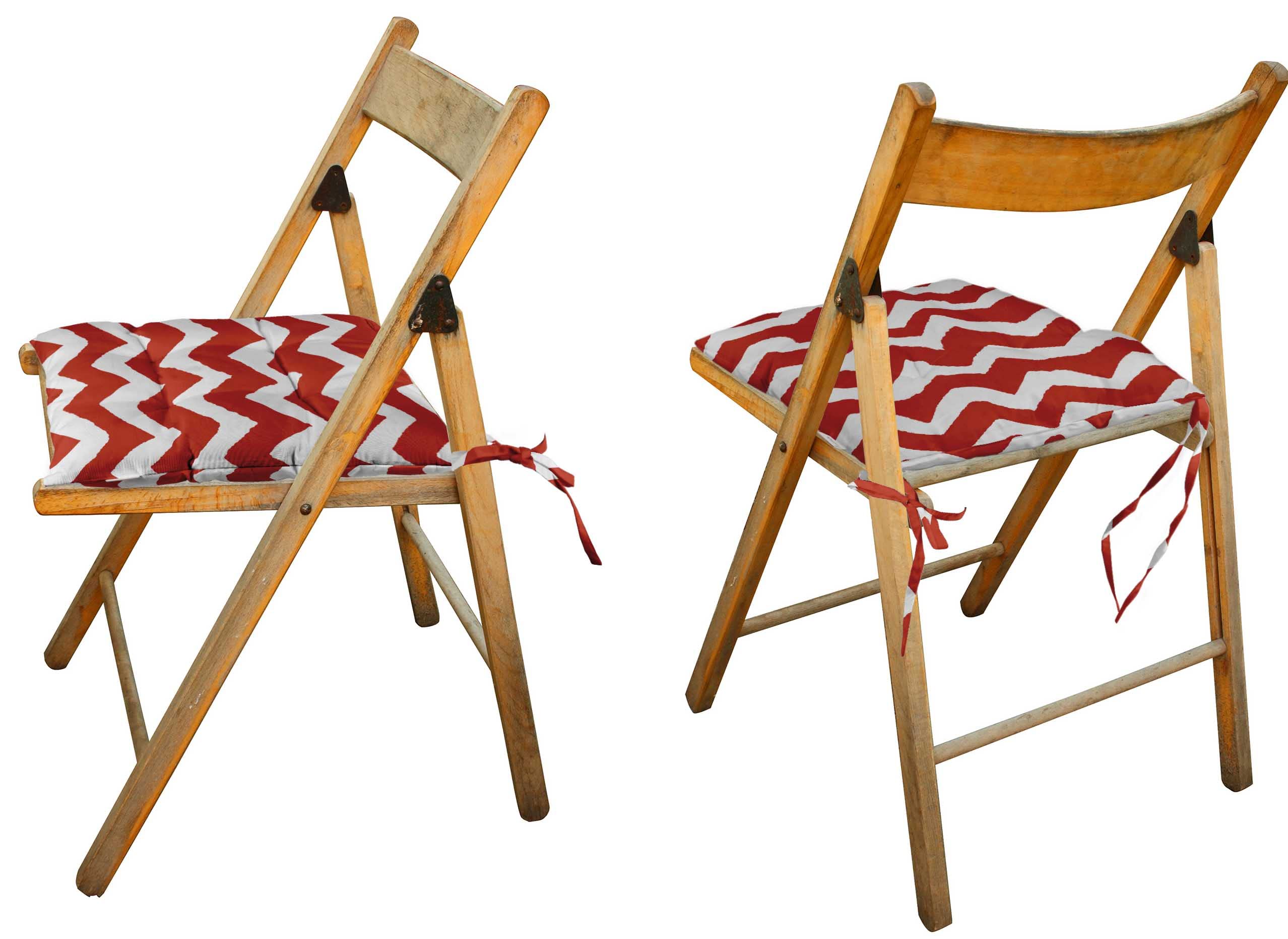 Water Resistant Indoor/Outdoor Tufted Square Patio Cushion Set of 2 - 19-inch Chevron Print Seat Cushions in Red | Perfect for Patio Furniture, Garden Chairs & Poolside Lounging