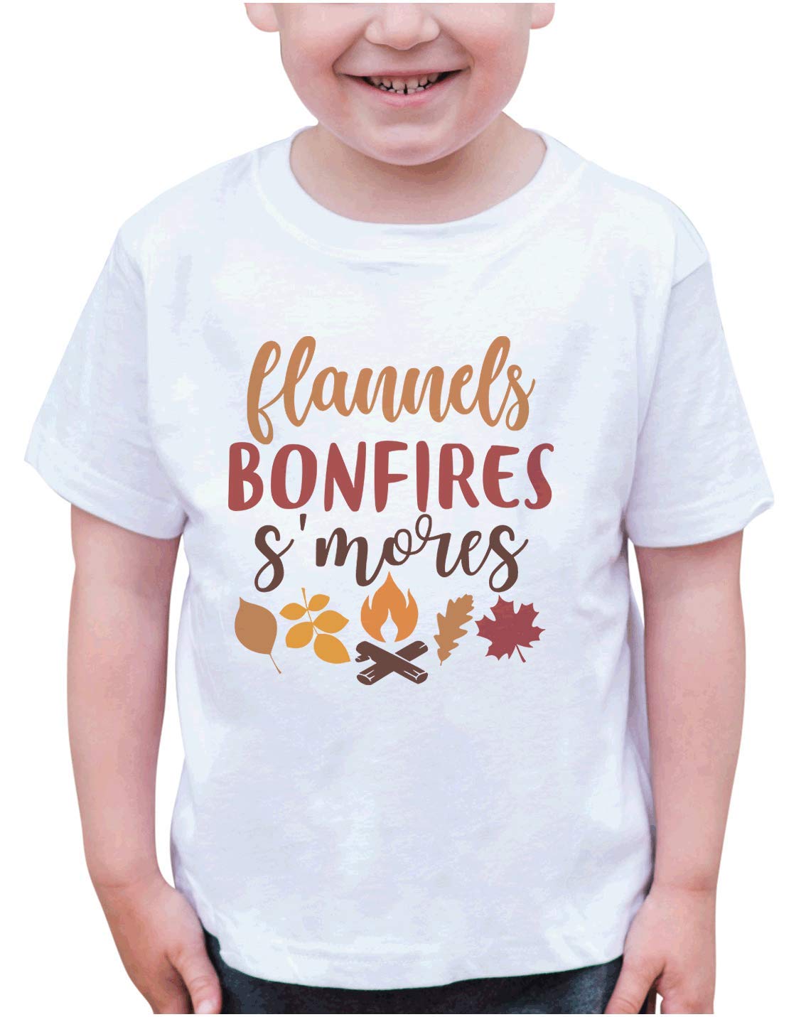 7 ate 9 Apparel Kids Fall S'Mores Graphic T-Shirt - Cute Autumn Camping Themed Shirt for Boys & Girls - Perfect for Fall Outfits, Halloween Costumes & Family Camping Trips