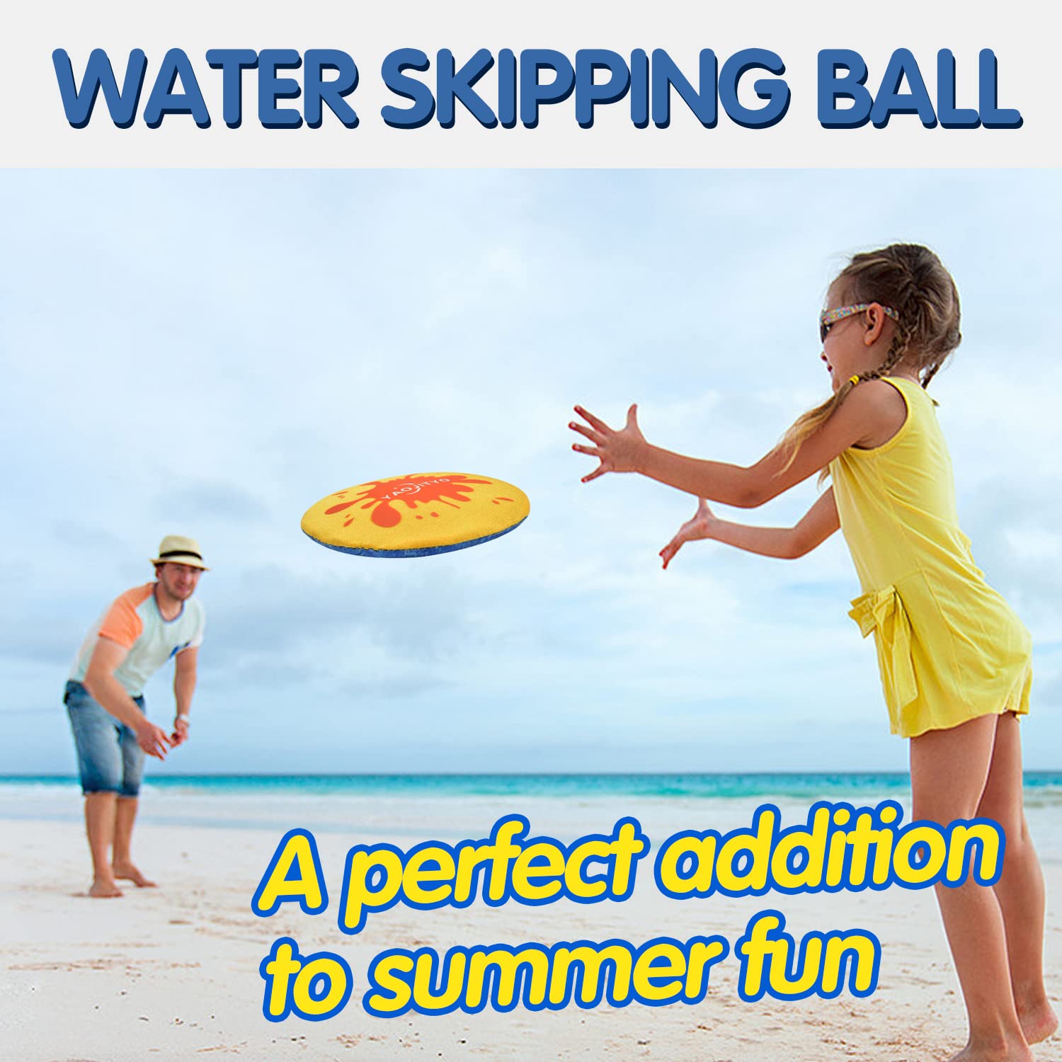 4 Pack Water Skip Balls - Soft & Durable TPR Material Beach Toys for Swimming Pools, Lakes & Ocean - Fun Outdoor Water Games for Kids & Adults - Perfect for Pool Parties, Beach Vacations & Summer Activities