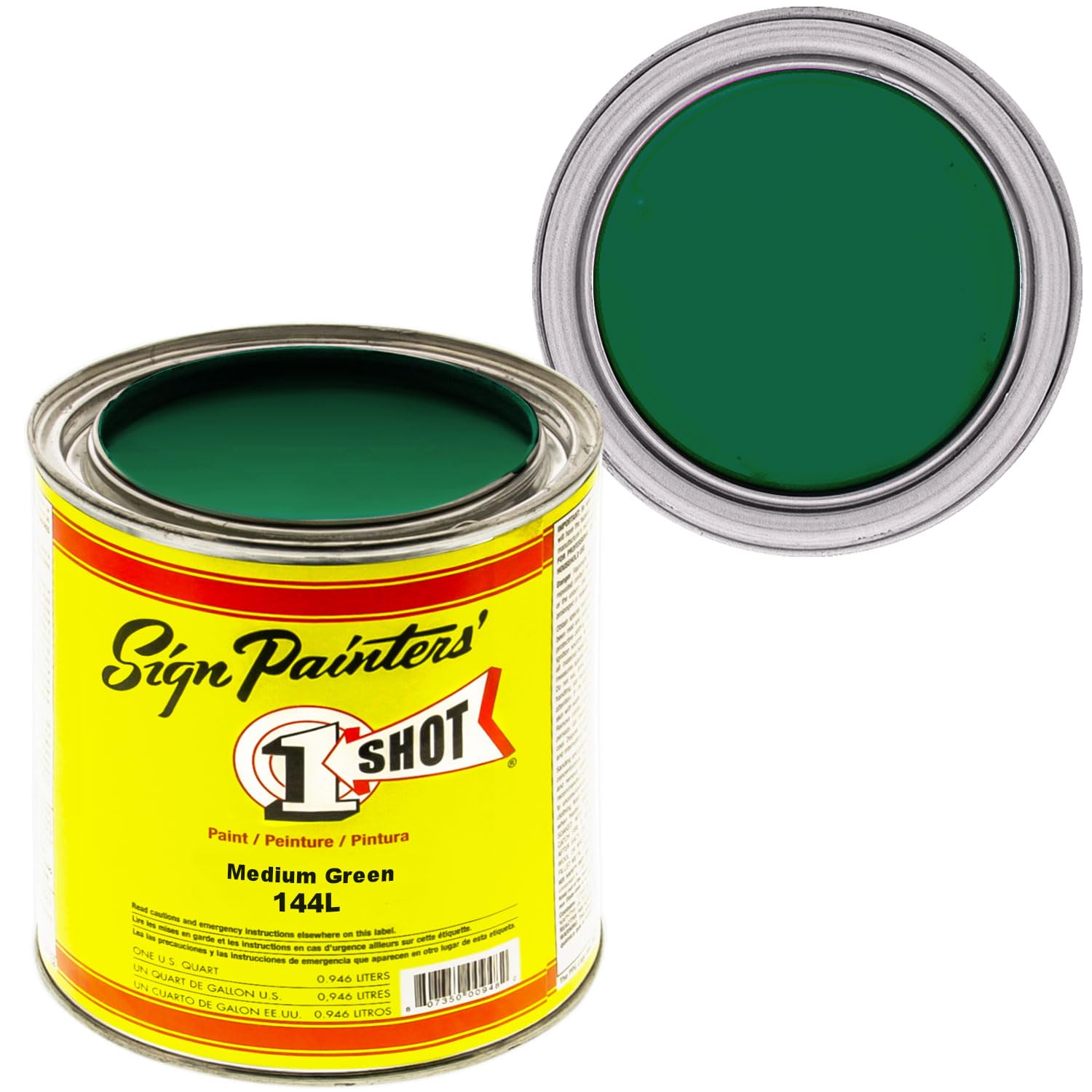1 Shot Lettering Medium Green Pinstriping Enamel Paint - Quart Size for Automotive, Sign Painting & Custom Art Projects