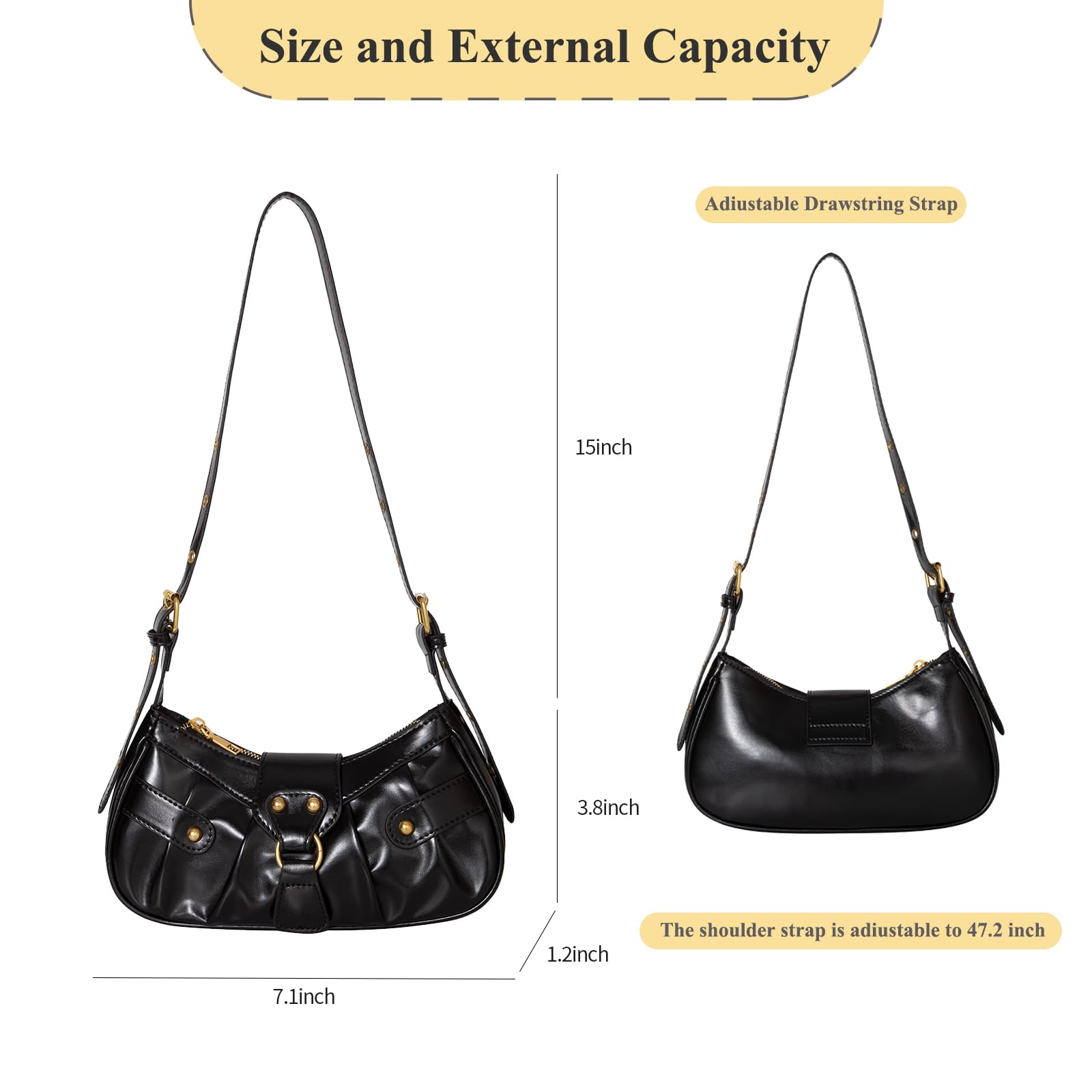 Trendy Y2K Shoulder Bag for Women - Stylish Crossbody Purse with Pleated Design, Perfect for Daily Use, Travel & Casual Outings