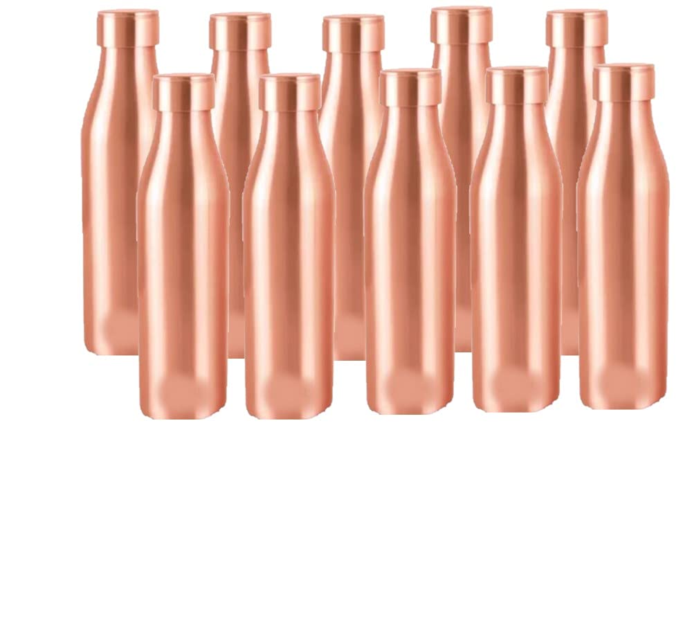 **Handcrafted Eco-Friendly Pure Copper Water Bottle 1L (Set of 10) - Leak-Proof, BPA-Free, Ideal for Gym, Sports, Travel & Daily Hydration - Ayurvedic Health Benefits**