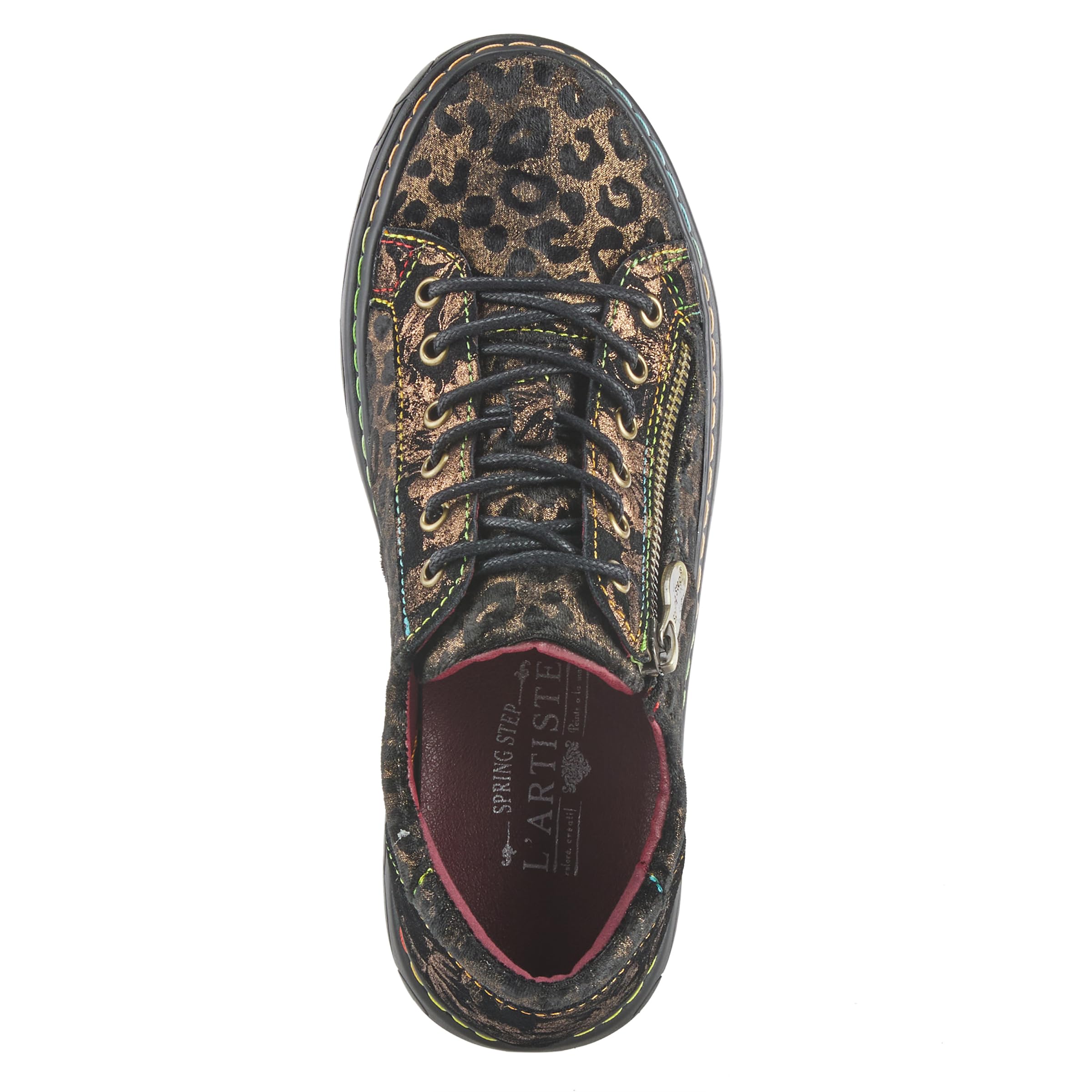 Spring Step L'Artiste Danli-Cheeta Women's Fashion Sneakers - Animal Print Casual Shoes with Zipper & Adjustable Laces | Perfect for Work, Walking & Everyday Wear