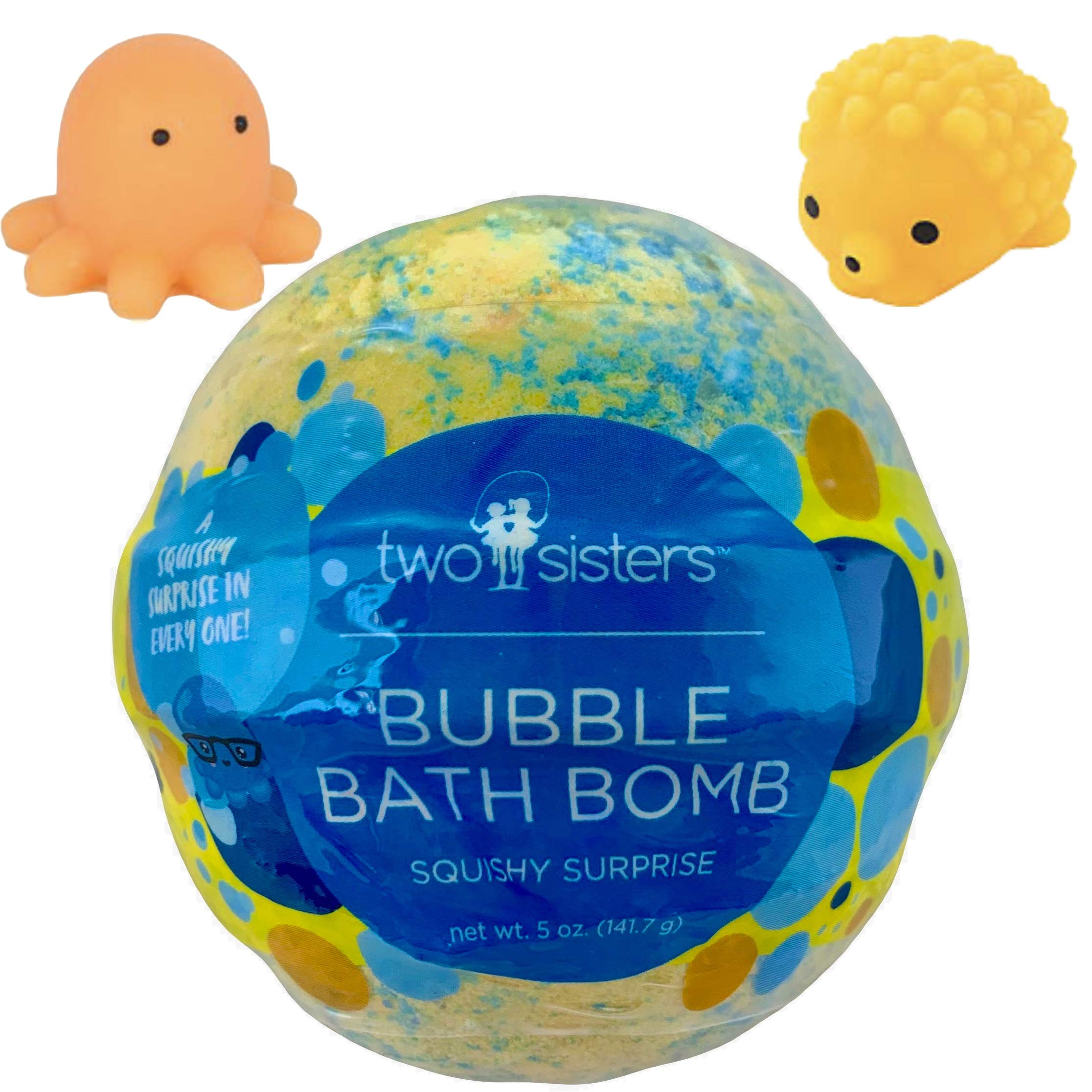 Two Sisters Spa Kids Bubble Bath Bomb with Surprise Toy Inside - 99% Natural Fizzy Bath Soak for Dry & Sensitive Skin | Colorful, Scented & Bubbly Bath Time Fun | Perfect Birthday Gift & Relaxing Spa Night for Children