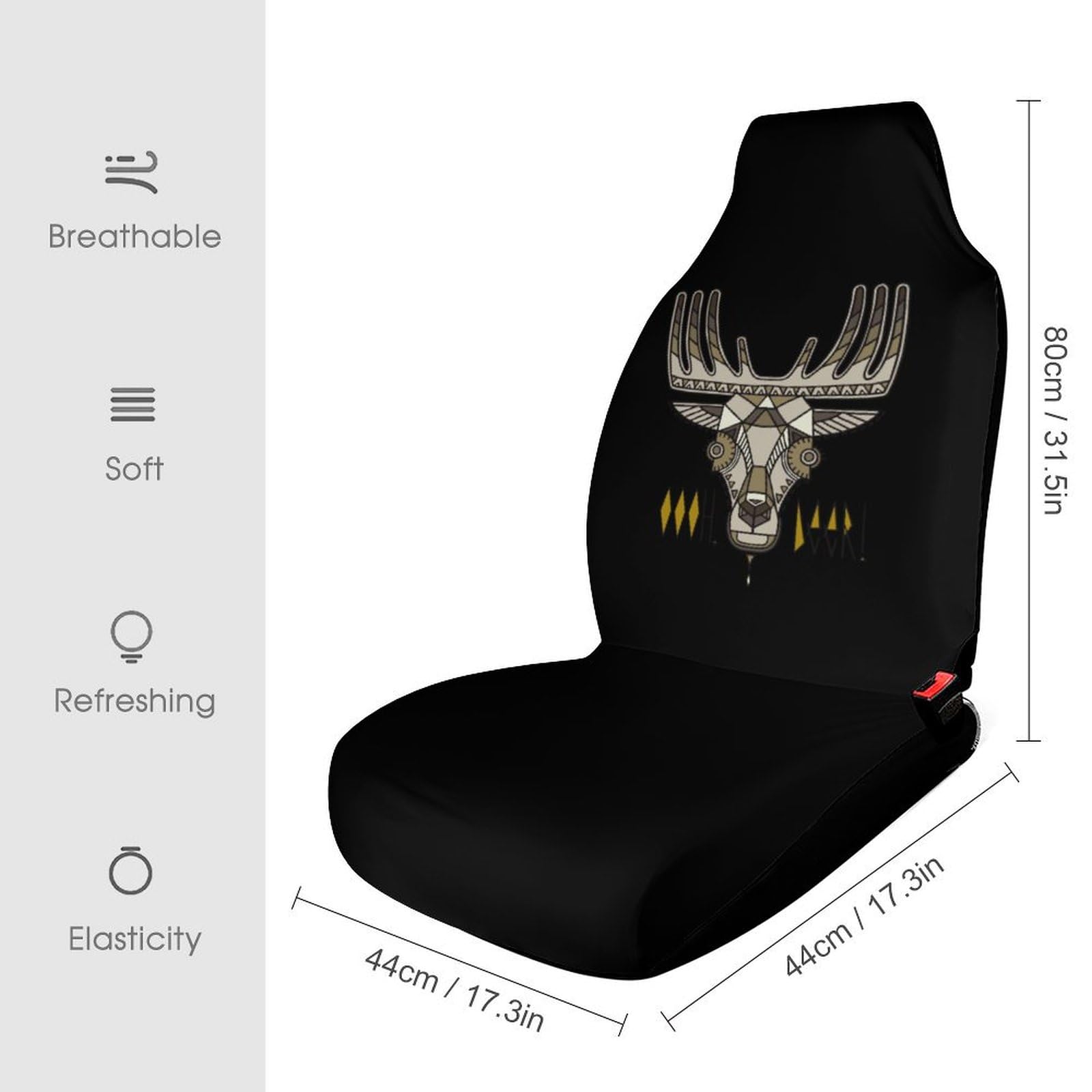 Premium Ethnic Deer Head Car Seat Covers - Durable Universal 2-Piece Set for Trucks & SUVs - Custom Front Seat Protectors | Perfect for Outdoor Adventures & Daily Commutes