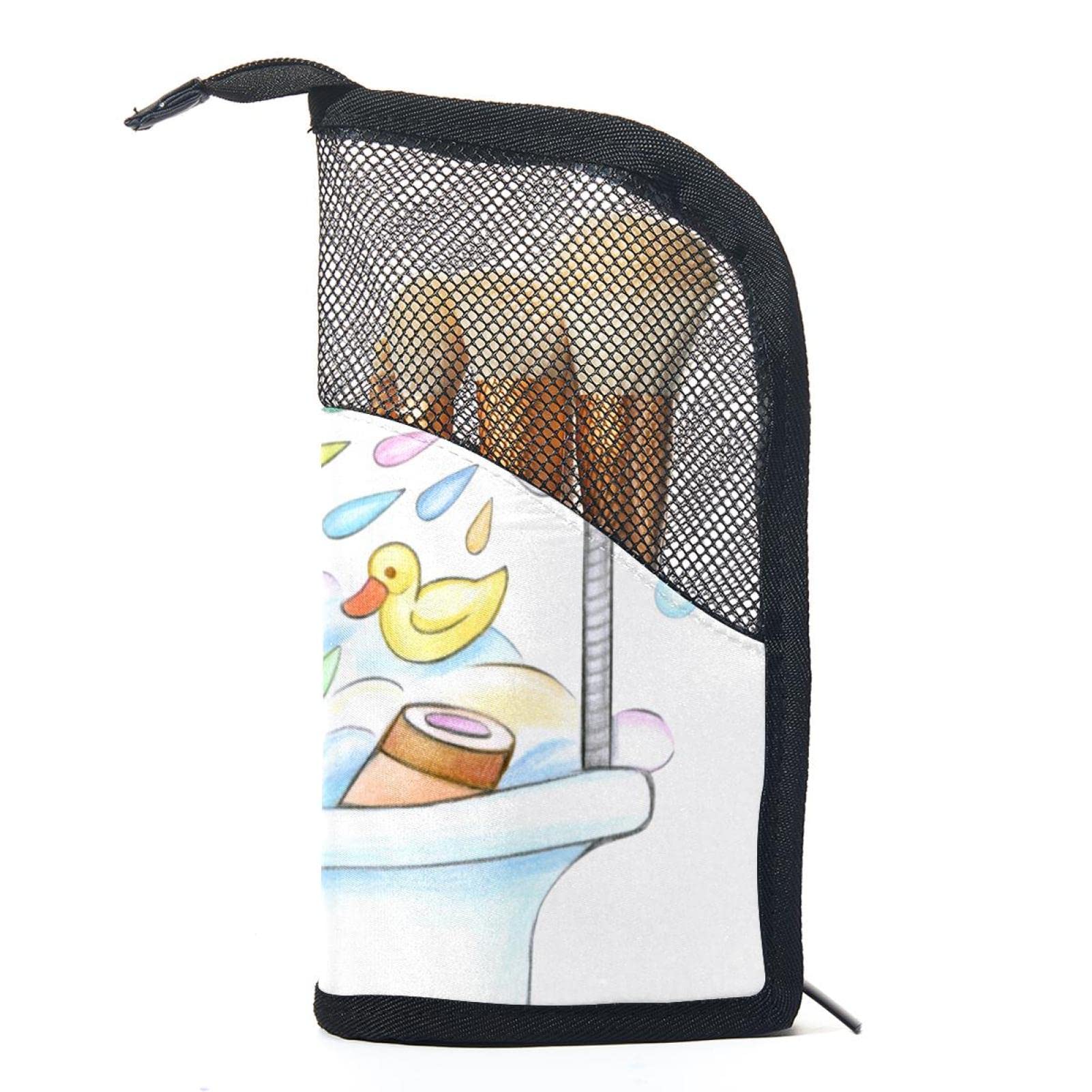12-Piece Makeup Brush Organizer Bag with Rainbow Unicorn Design - Portable Waterproof Cosmetic Brush Holder Case for Travel, Home & Professional Makeup Storage