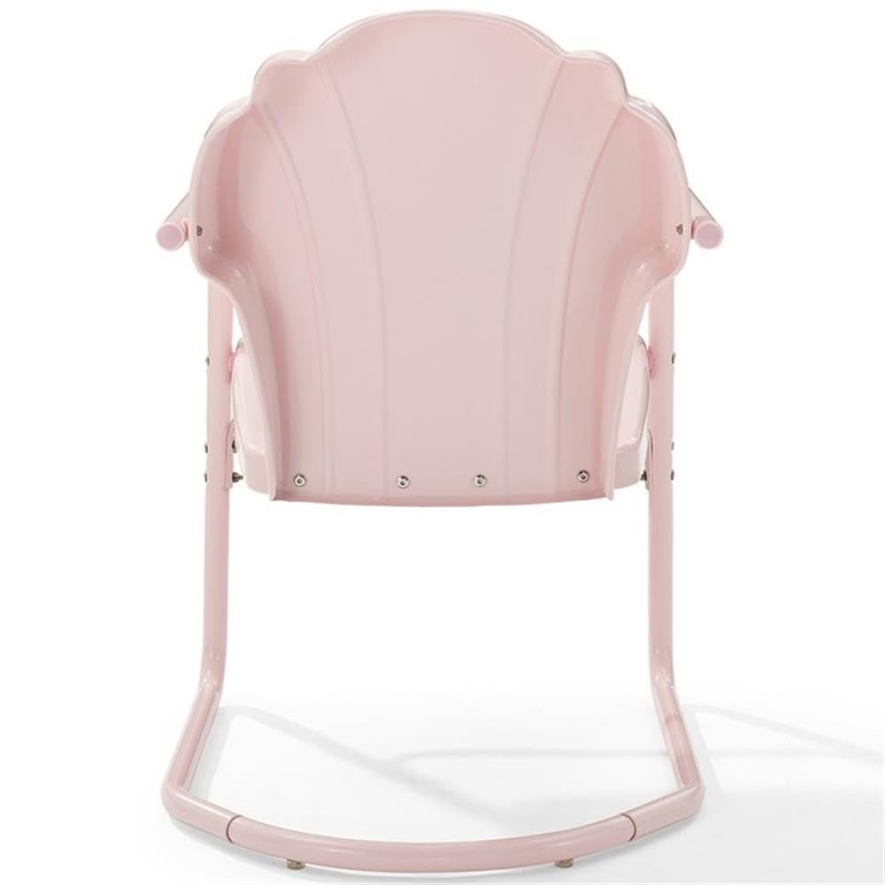 Pastel Pink Gloss Steel Outdoor Chairs (Set of 2) - Weather-Resistant Metal Patio Furniture for Garden, Poolside & Backyard Relaxation