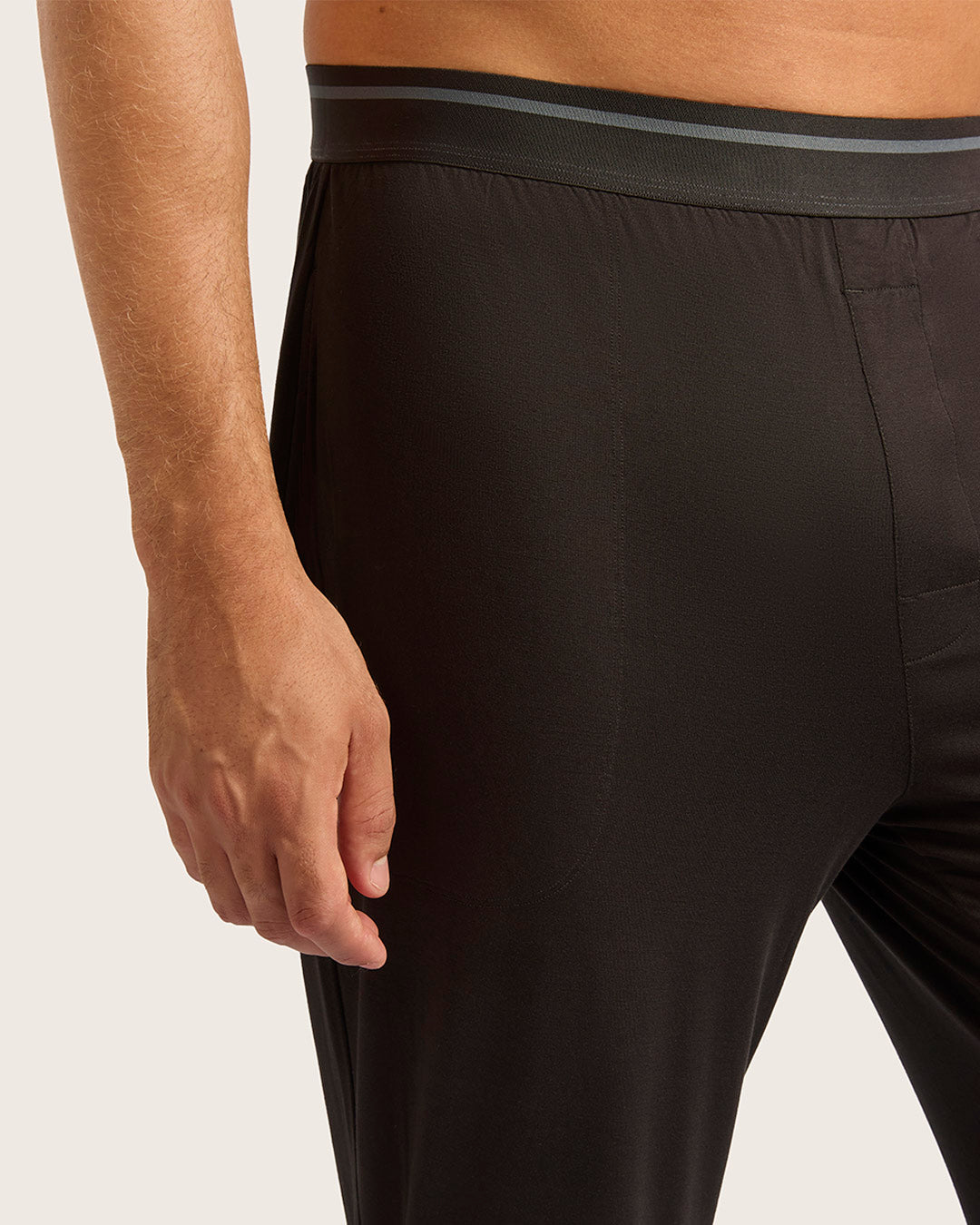 Men's Soft Cotton Cuffed Sleep Pants for Lounge & Nightwear - Black - Perfect for Relaxing at Home, Travel & Comfortable Sleep