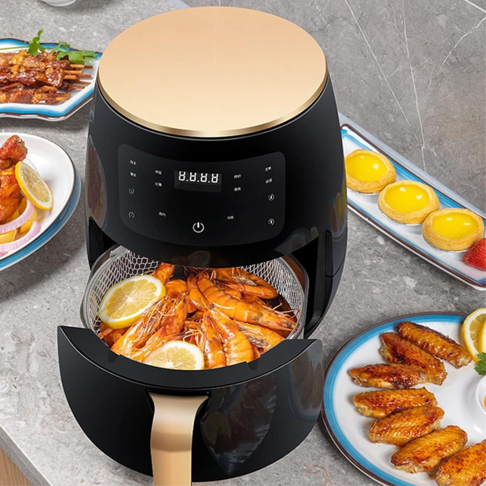 5-Tier Stainless Steel Dehydrator Rack & Grill Stand with Air Fryer Basket - Compatible with 6.5 & 8 Quart Pressure Cookers, Instant Pot & Air Fryers - Perfect for Drying Fruits, Jerky, Roasting Veggies & Air Frying Snacks