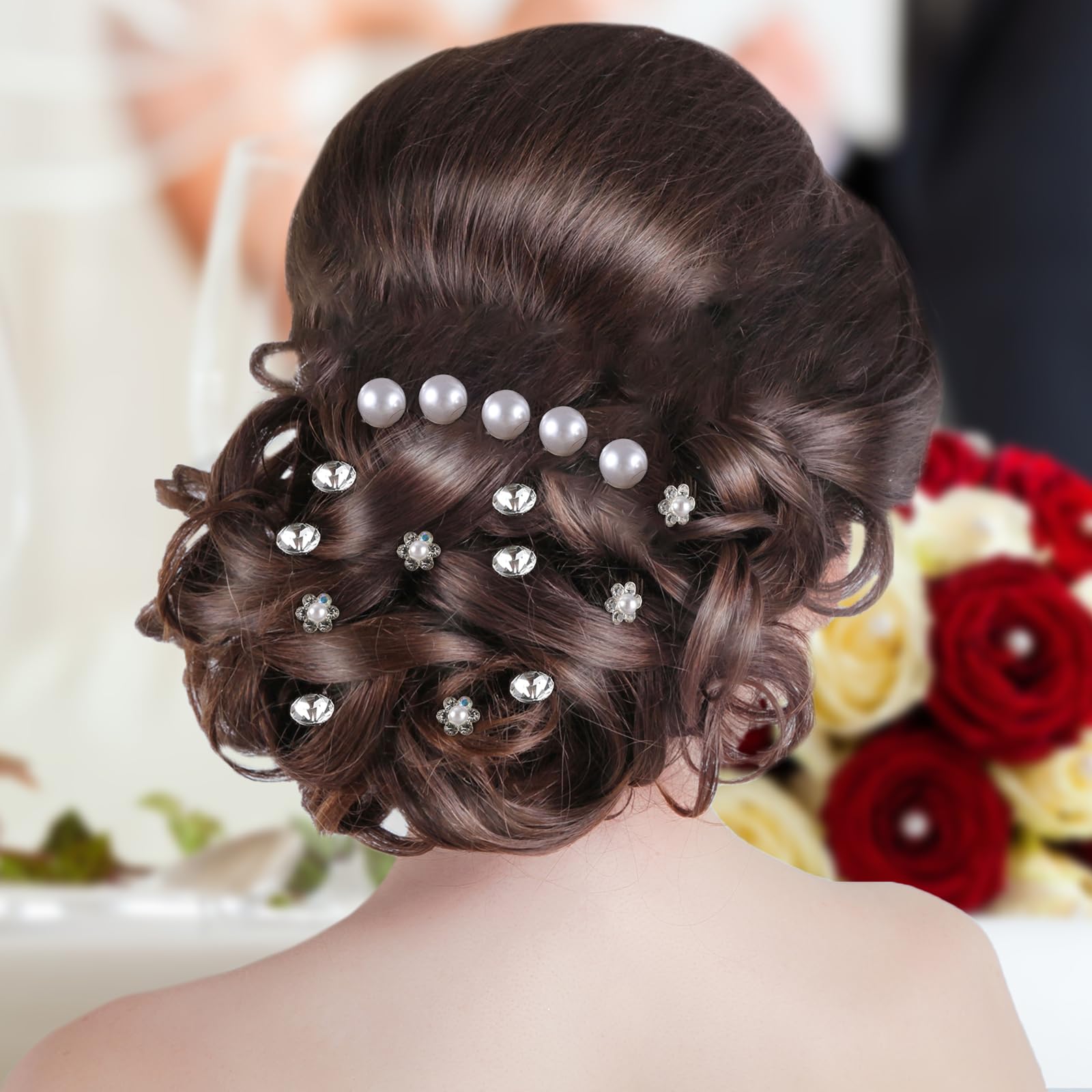 48-Pack Wedding Hair Pins Set - 5 Styles Pearl Rhinestone Crystal Flower Hair Clips & Bridal Hair Accessories for Women | Perfect for Weddings, Prom, Parties & Special Occasions