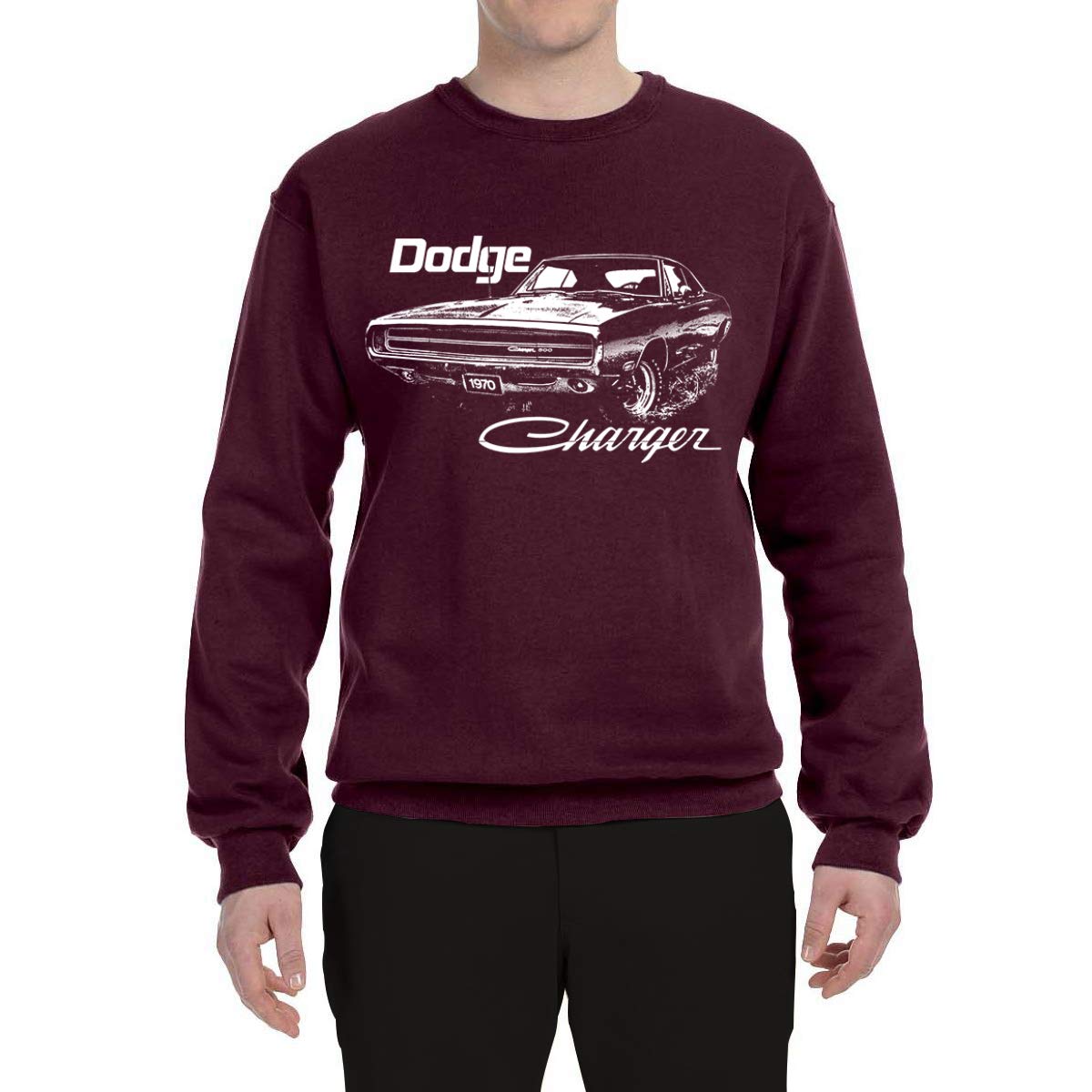 Vintage 1970 Dodge Charger Racing Graphic Sweatshirt for Men - Retro White Car & Truck Crewneck Pullover - Perfect for Casual Wear, Car Enthusiast Gifts & Vintage Style Outfits