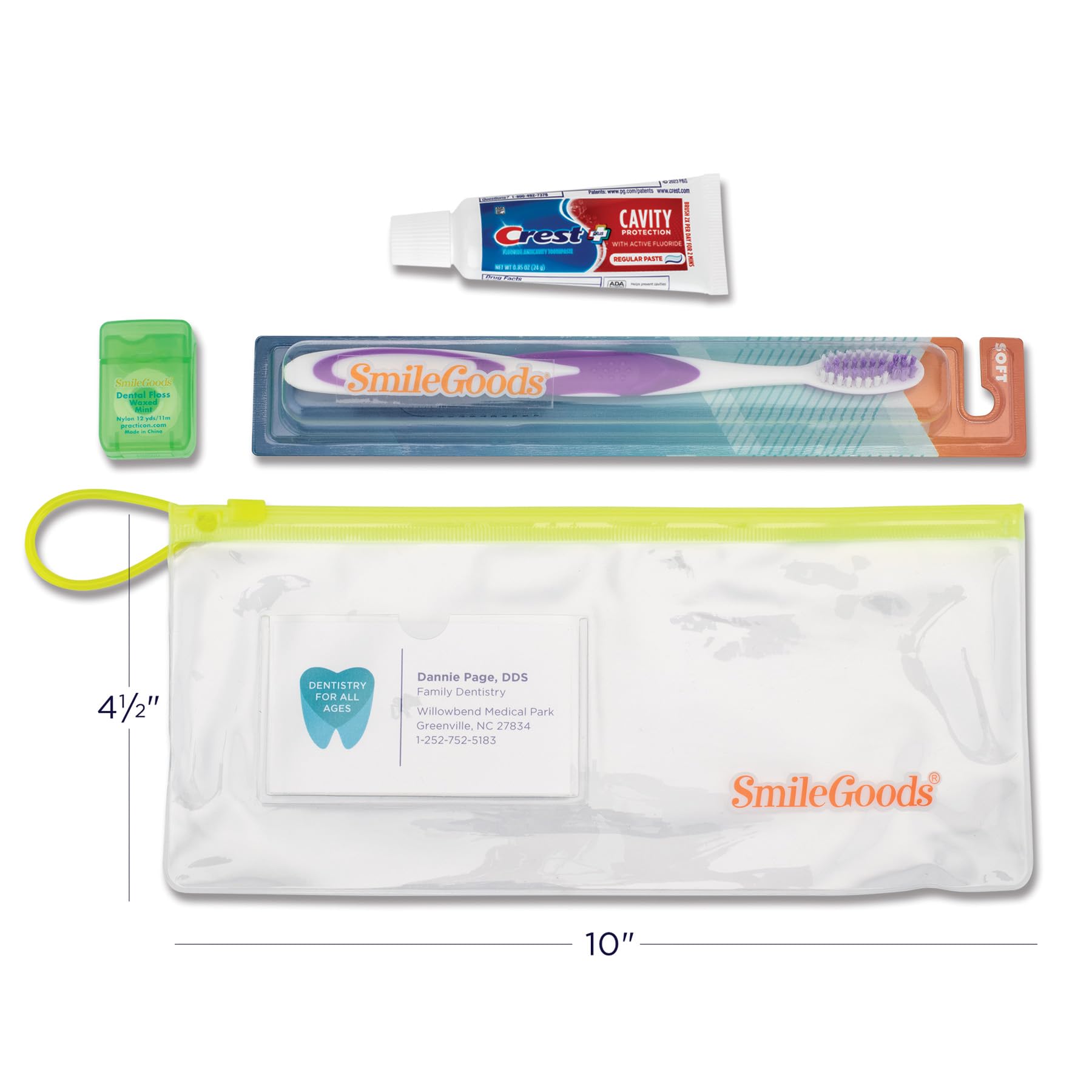 Practicon SmileGoods Adult Dental Care Kit - 72 Pack with Toothbrush, Toothpaste & Floss | Complete Oral Hygiene Set for Travel, Home & Office Use