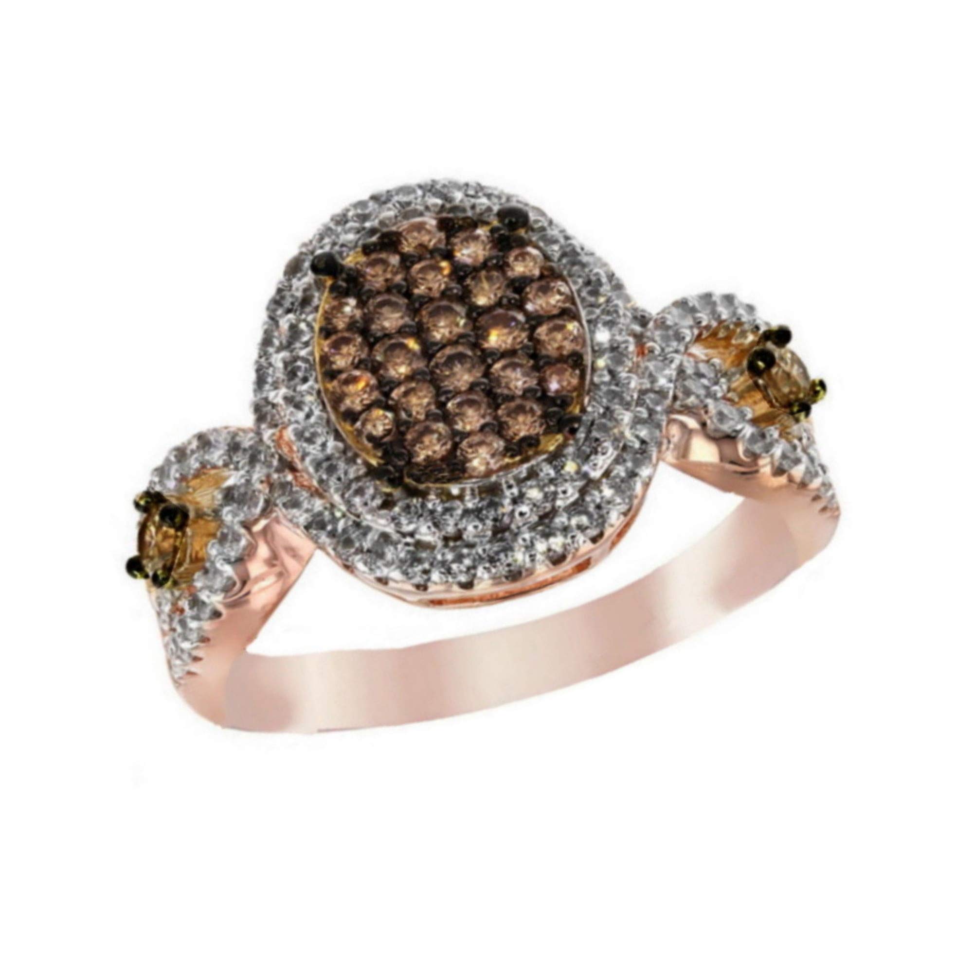 18k Rose Gold Silver Chocolate Brown Diamond Ring - 2.15 Carat TW Elegant Jewelry for Women, Perfect for Anniversary Gifts & Special Occasions