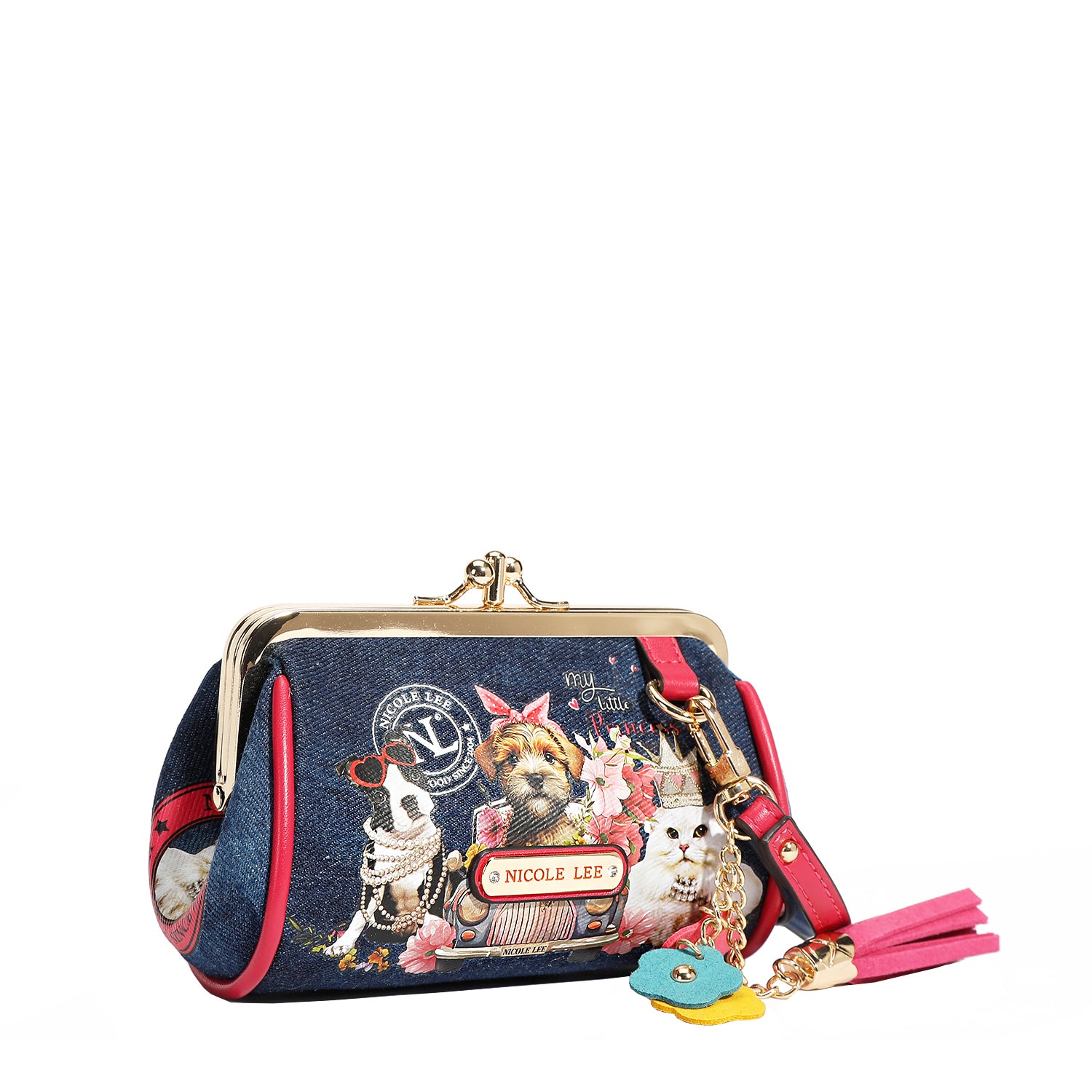 Denim Mini Kiss Lock Coin Purse Wristlet - Stylish Small Wallet for Women - Perfect for Parties, Shopping & Everyday Use