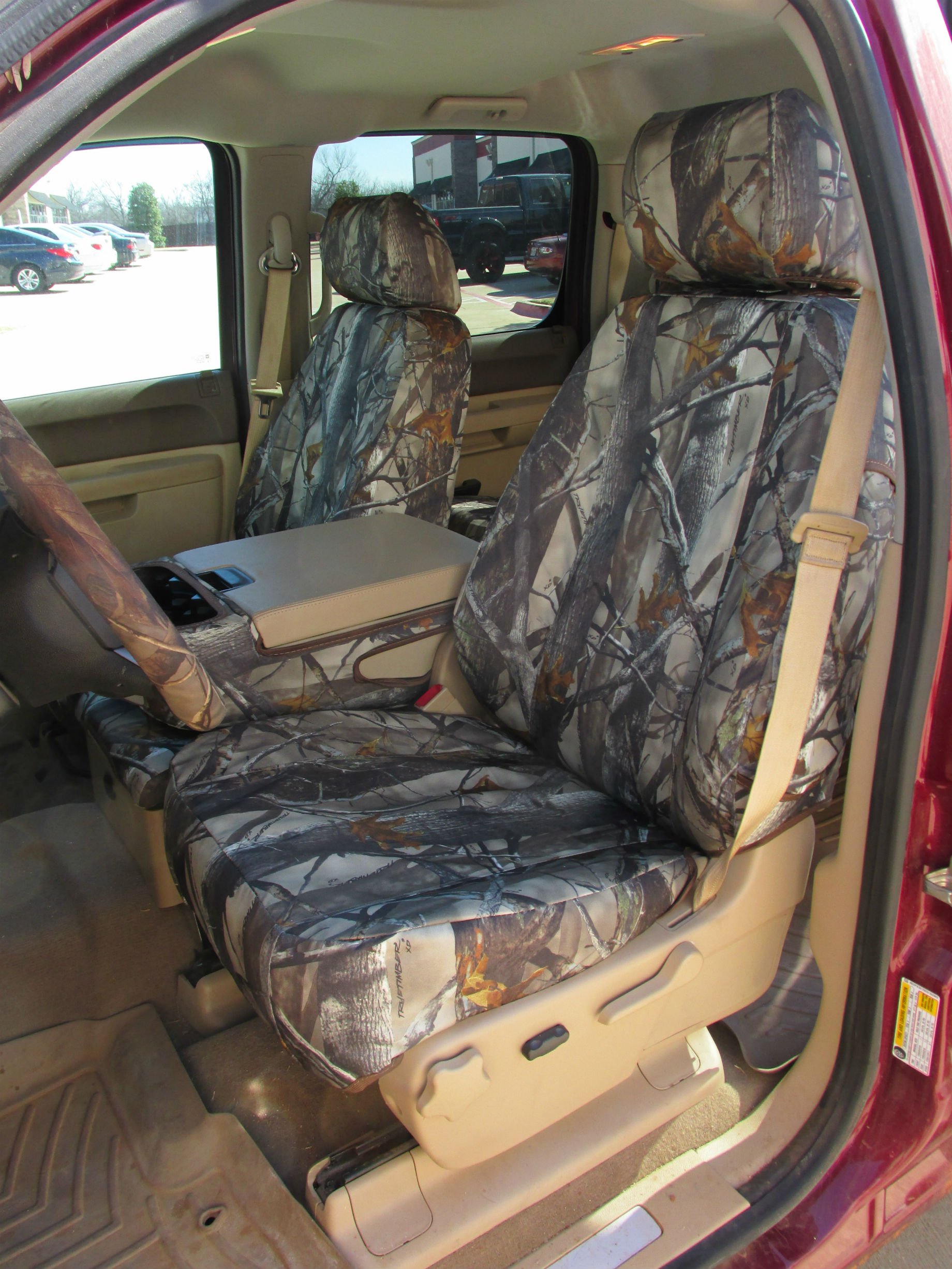 Durafit Camo Seat Covers for Chevy Silverado & GMC Sierra LT Double Cab - CH37 Camouflage Front 40/20/40 & Rear 60/40 Split Bench Design - Perfect for Hunting, Off-Roading & Truck Protection