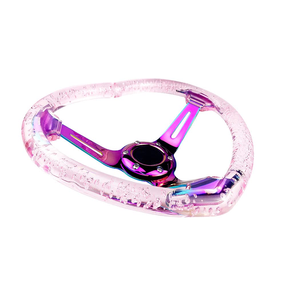 Universal Acrylic Racing Steering Wheel - Heart-Shaped Design, Fits Most Vehicles, Racing Cars, RZR & Club Car (Pink) | Perfect for Racing Enthusiasts & Custom Car Modifications