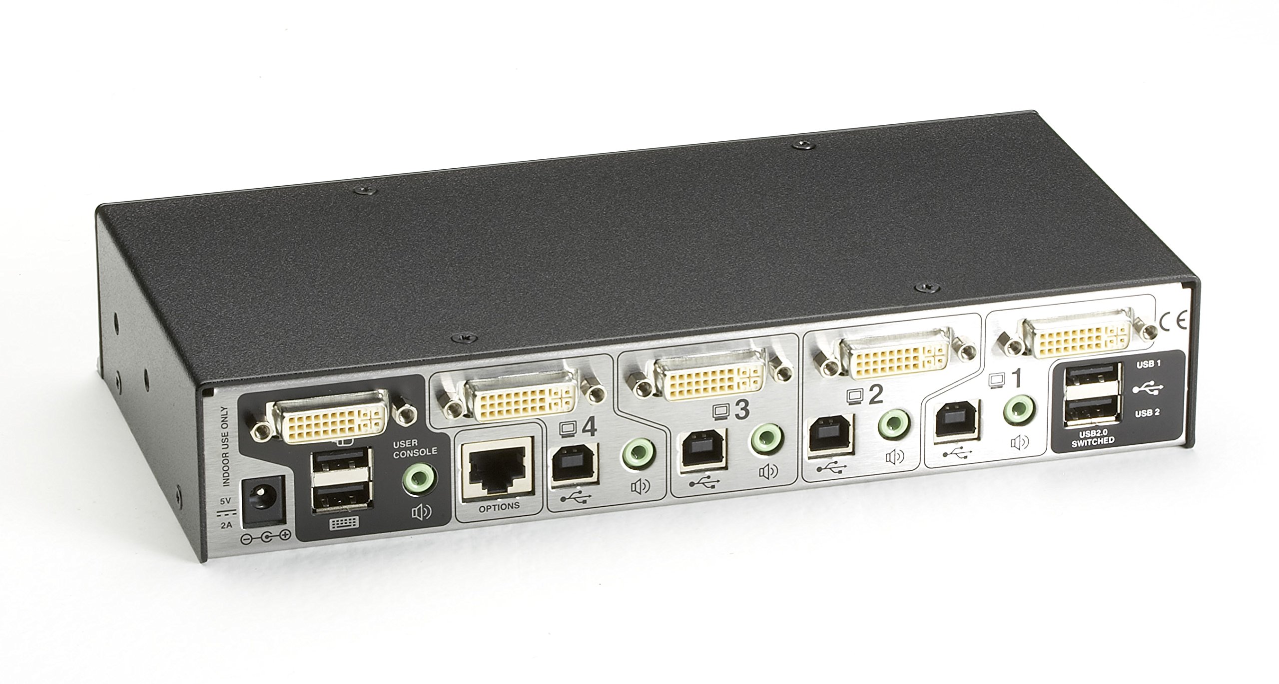 BlackBox KV2004A 4-Port Dual Link KVM Switch with DVI & USB for Multi-Computer Control - Ideal for IT Management, Data Centers & Home Office Setup