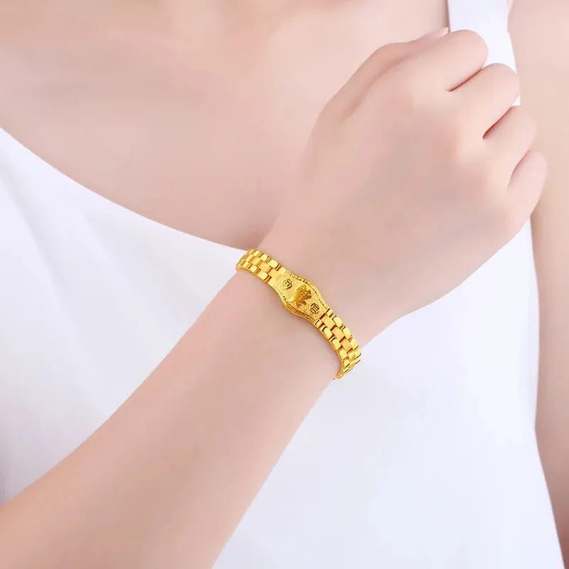 24K Pure Gold Bracelet - 999 Solid Real Gold Bangle with Elegant Butterfly Design, Classic & Trendy Jewelry for Women - Perfect for Gifts, Parties, and Special Occasions