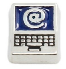 Cherityne Blue Laptop Computer Floating Charm for Locket Pendants - Perfect for Jewelry Making and Gift Giving