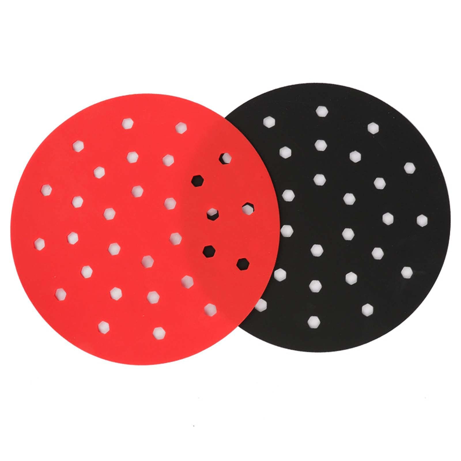 Non-Stick Silicone Air Fryer Mat - Heat-Resistant Silicone Trivet & Steamer Liner for Crock Pot, Pressure Cooker, Instant Pot (Black/Red, One Size) - Perfect for Baking, Roasting & Healthy Cooking