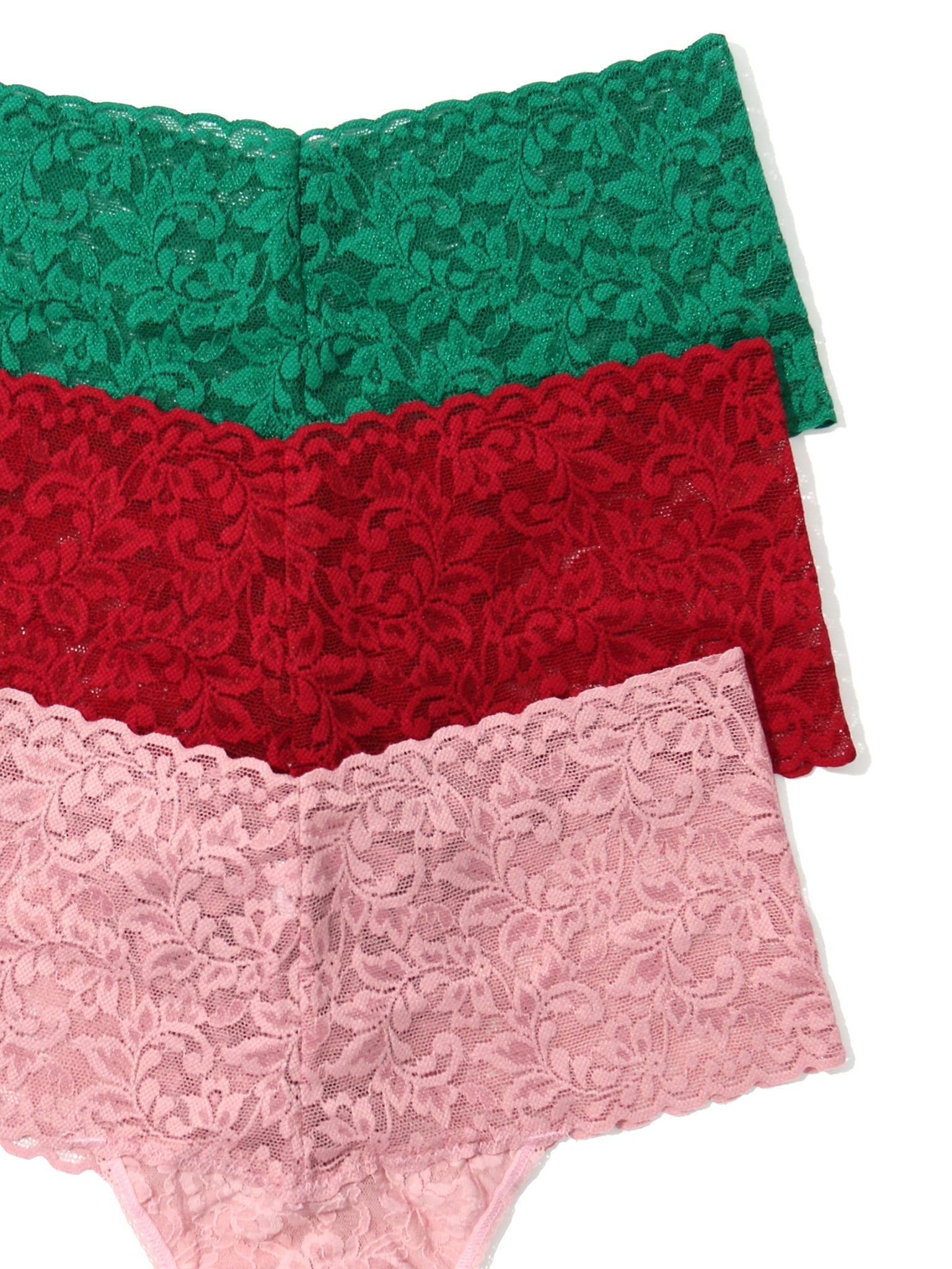 3 Pack Vintage Lace Thong Panties - Retro Style Women's Underwear for Valentine's Day, Bridal Shower & Everyday Wear