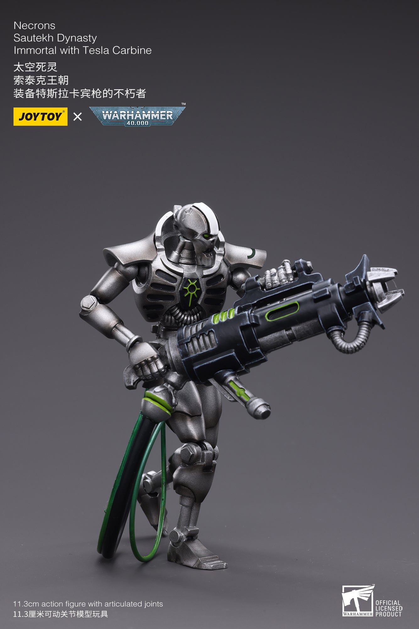 1/18 Scale JOYTOY Warhammer 40K Necrons Sautekh Dynasty Immortal Action Figure with Tesla Carbine - Collectible Miniature for Wargaming, Display & Gift Giving