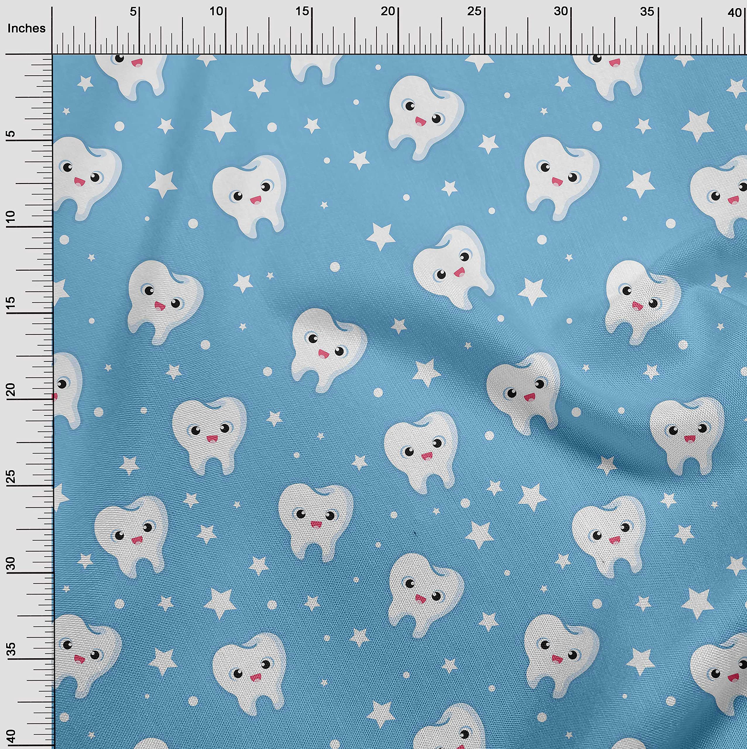 Premium 100% Cotton Poplin Fabric - Light Blue Printed Craft Material for Sewing, 42 Inches Wide by The Yard | Perfect for DIY Projects, Quilting, Dressmaking & Home Decor