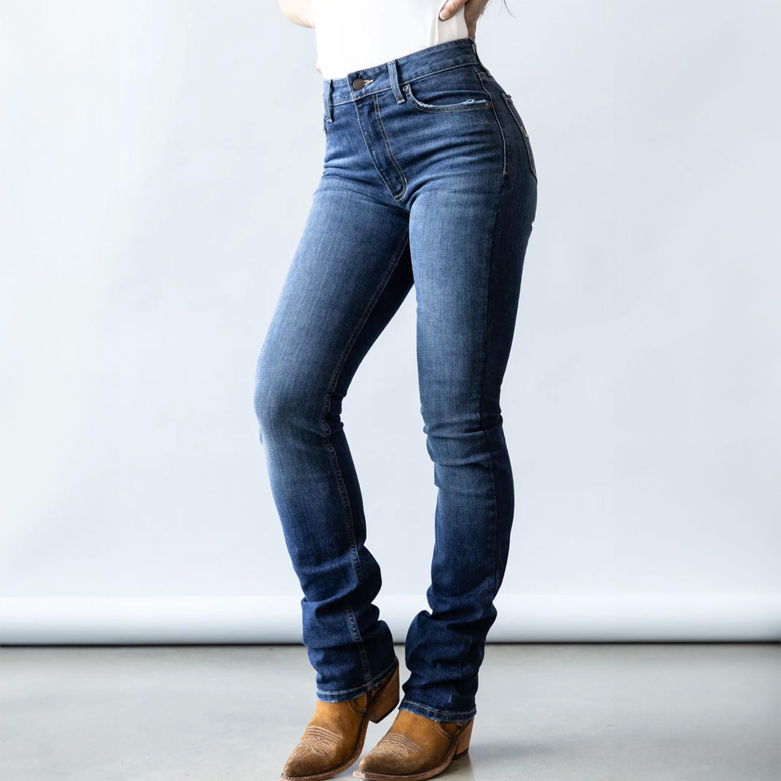 Kimes Ranch Women's Sarah High Rise Bootcut Jeans - Slim Fit, Dark Wash Blue Tri-Blend Denim for Western & Casual Wear | Perfect for Rodeo, Ranch Work & Everyday Style
