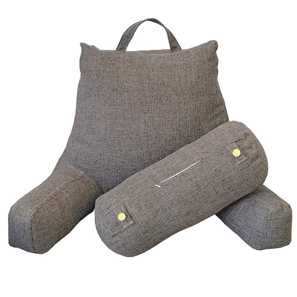 **Ergonomic Backrest Pillow with Armrests & Detachable Neck Roll - Comfortable Bed Reading Pillow for Adults, Back Support Cushion for Sitting in Bed, Sofa, or Floor - Perfect for Reading, Watching TV, and Relaxing**