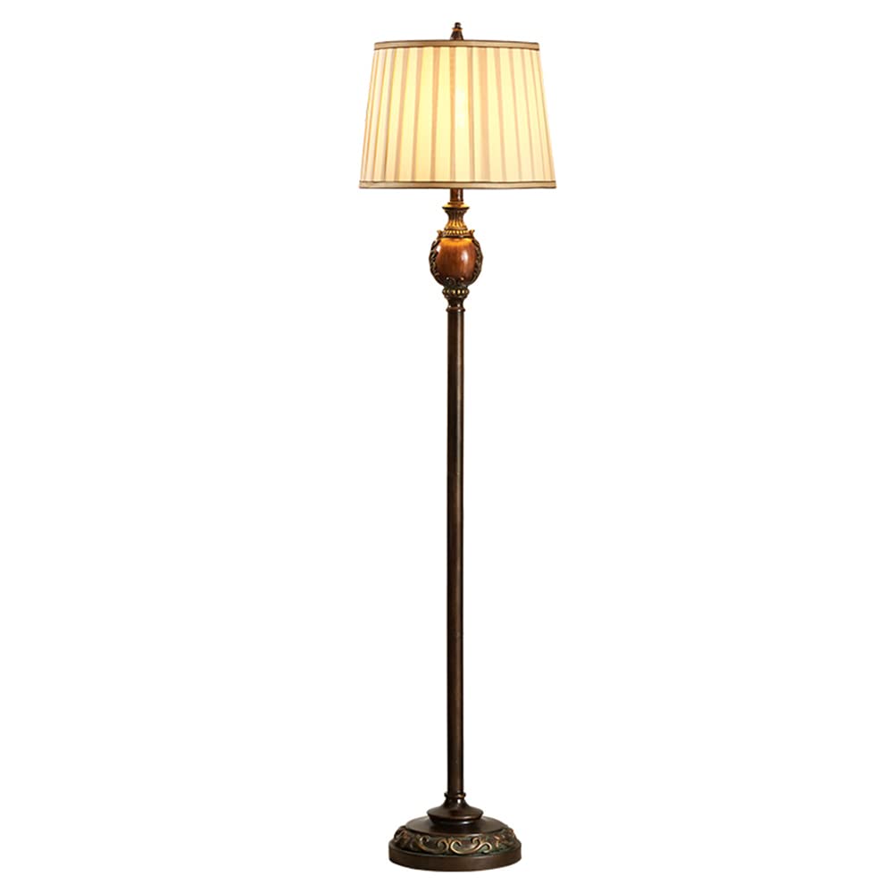 Vintage American Farmhouse Floor Lamp - Retro Corner Standing Light with Linen Shade, E26/E27 Socket (Max 60W), Pedal Switch - Perfect for Living Room, Bedroom & Reading Nook Lighting