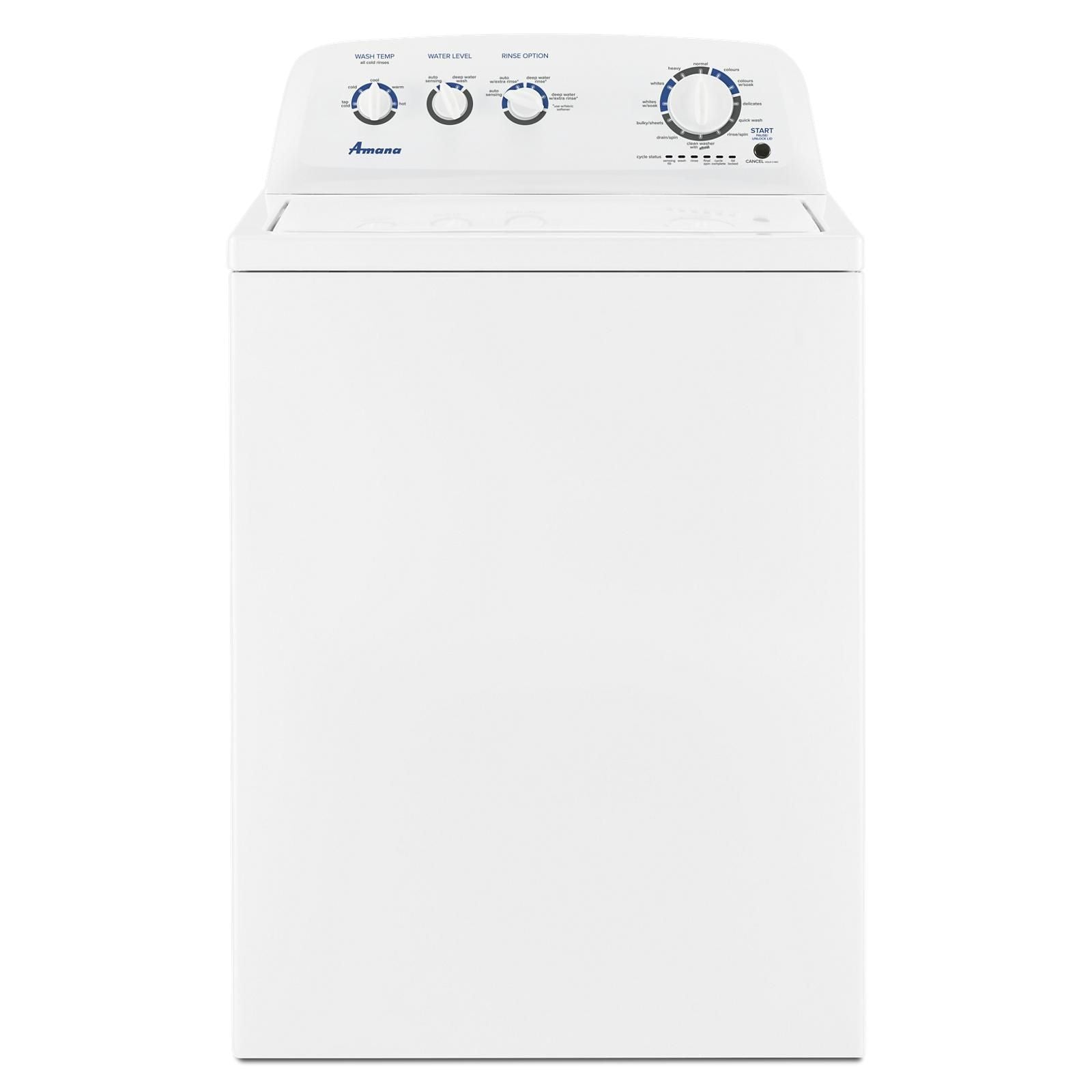 Amana 4.4 Cu.Ft. White Top Load Washing Machine NTW4519JW - Perfect for Laundry Rooms, Basements, and Small Spaces