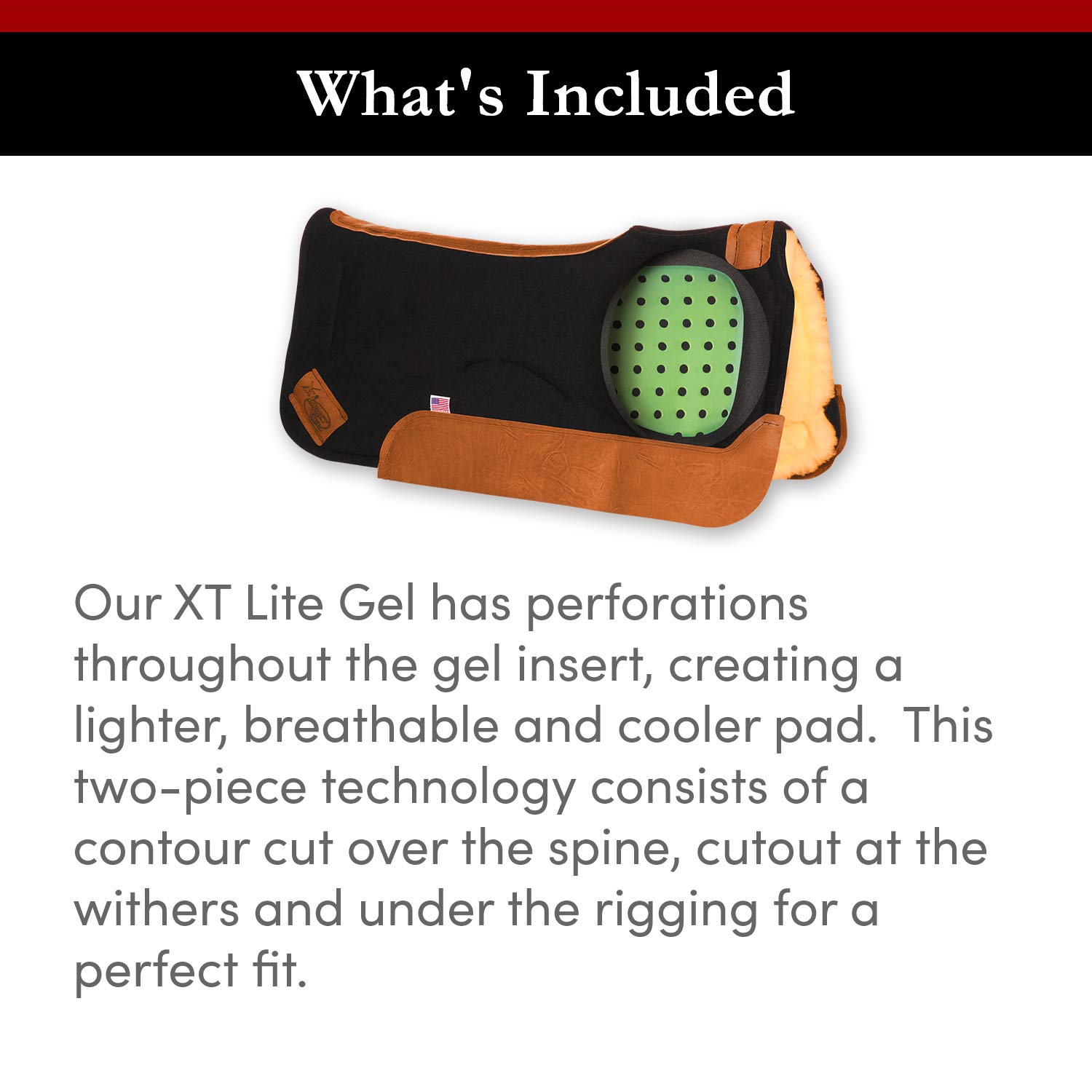 Impact Gel Contour Saddle Pad XT Lite Gel - Shock Absorbing Horse Riding Saddle Pad for Equestrian Sports, Trail Riding & Dressage - Comfort & Protection for Horse & Rider