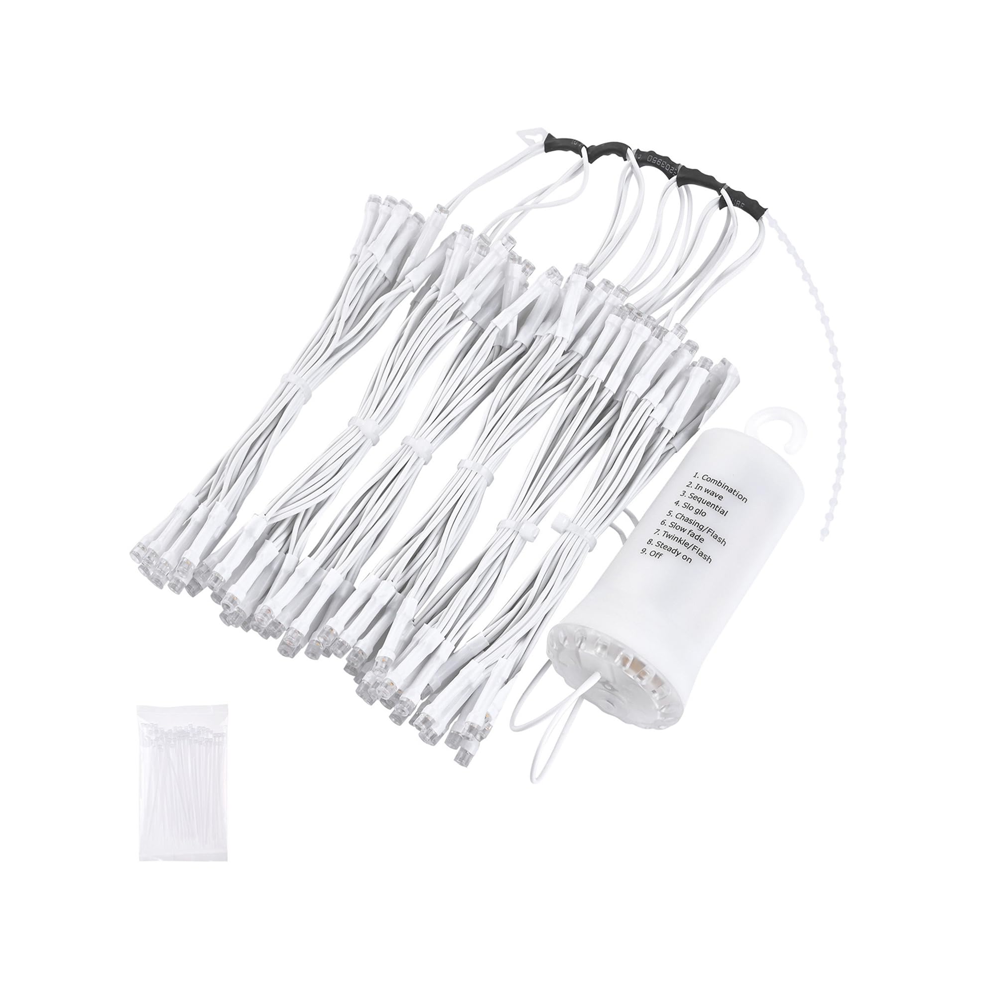 Yescom 96 LED Battery Operated String Lights - 8 Modes with Timer, Warm White, Fits 6-Rib 7/8/9ft Outdoor Umbrellas - Perfect for Patio, Garden, Market Stalls & Wedding Decorations