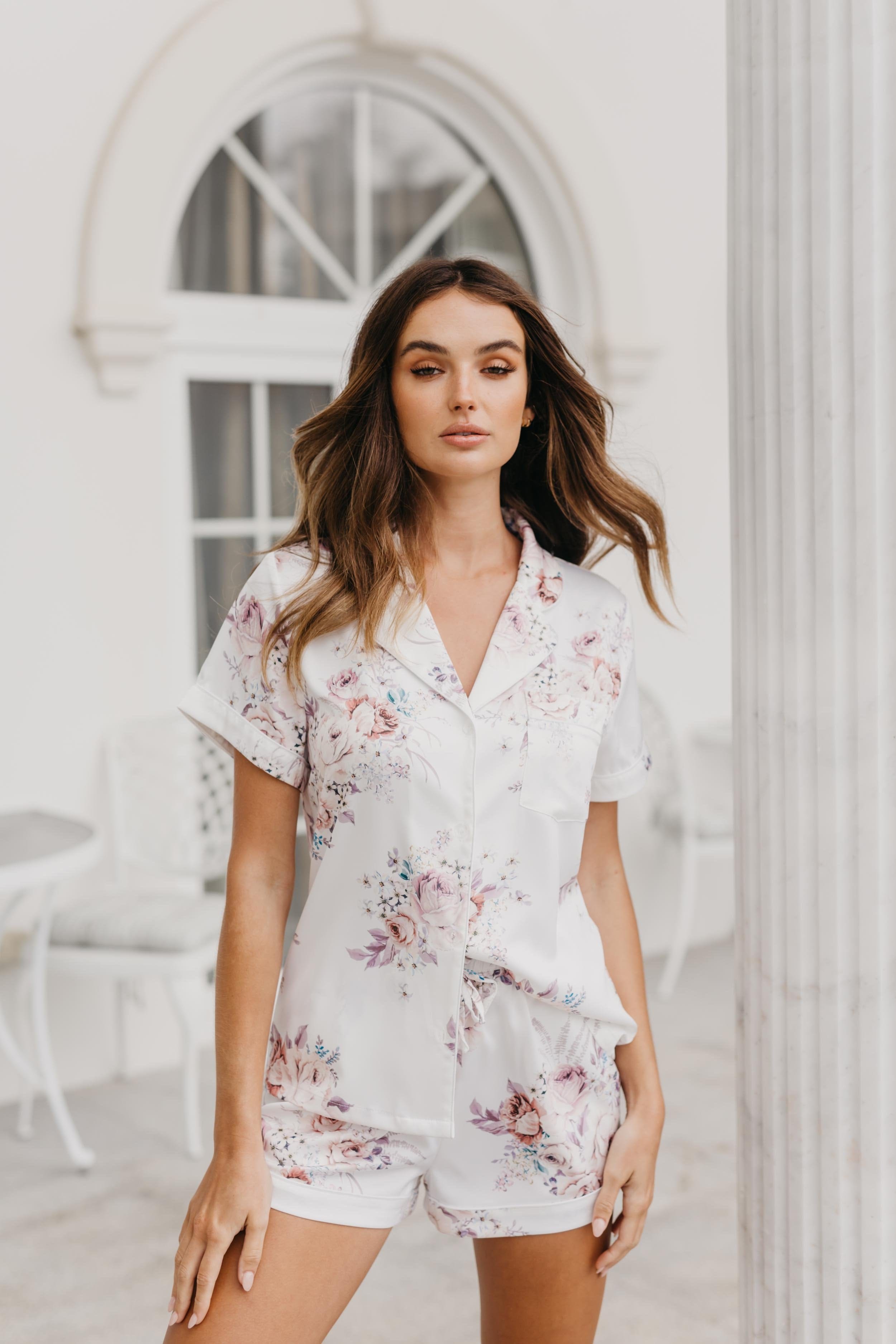 Andrea Rose Mist Pajama Set for Women - Soft & Comfortable Sleepwear, Loungewear for Relaxing at Home or Traveling