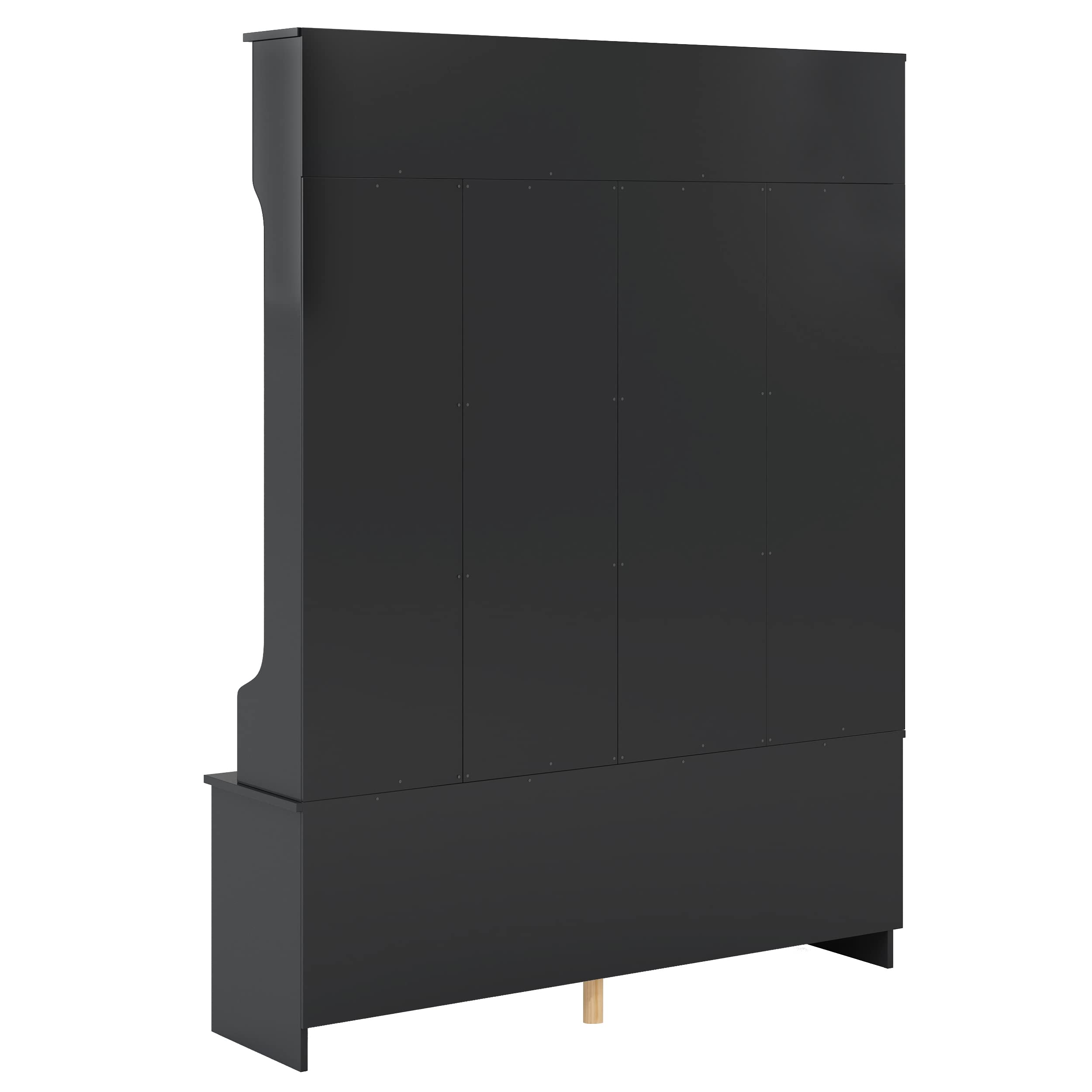 Large Entryway Coat Rack with Shoe Storage - 24-Cube Organizer, 6 Hooks & 3 Shelves - Hall Tree Bench for Shoes, Jackets & Bags - Perfect for Foyers, Mudrooms & Apartments (Black)