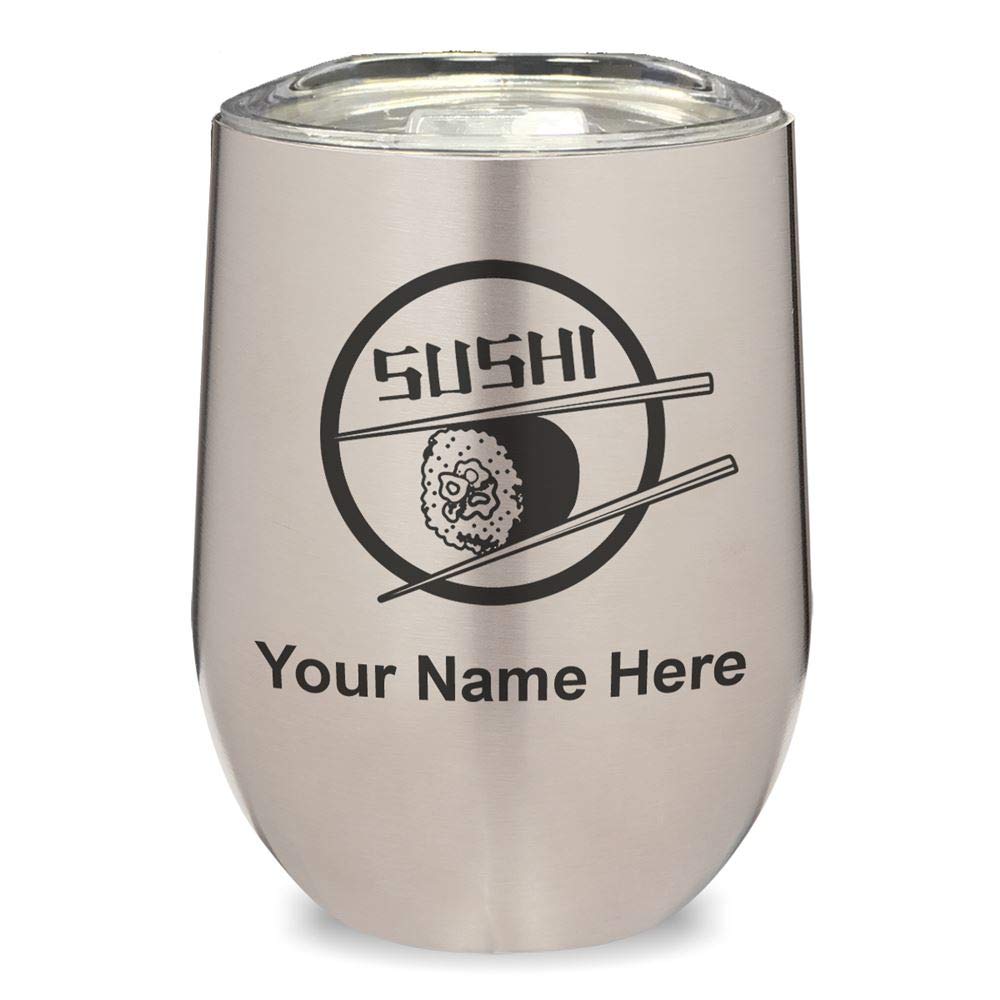 LaserGram Double Wall Stainless Steel Wine Glass Tumbler with Personalized Engraving - 18oz Insulated Cup for Wine, Cocktails, Sushi Restaurants & Outdoor Parties (Stainless Steel)