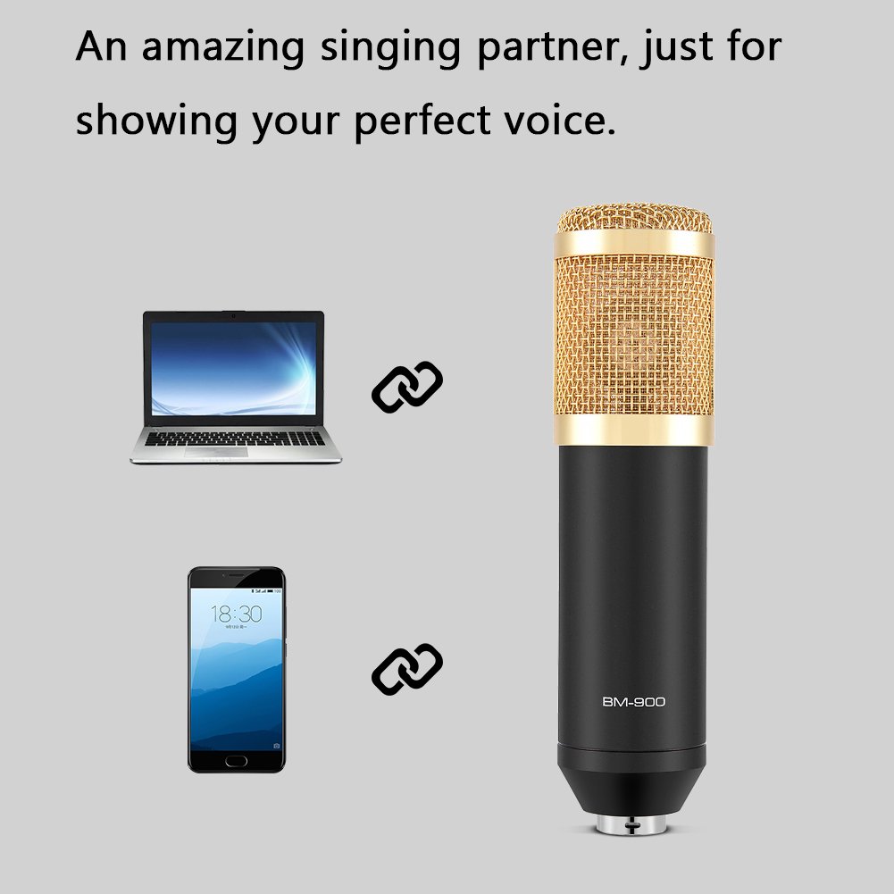 Zerone BM-900 Professional Cardioid Condenser Microphone Kit with Shock Mount - Studio Recording, Podcasting & Voice Over - Noise Canceling Mic for Home Studio, YouTube & Live Streaming