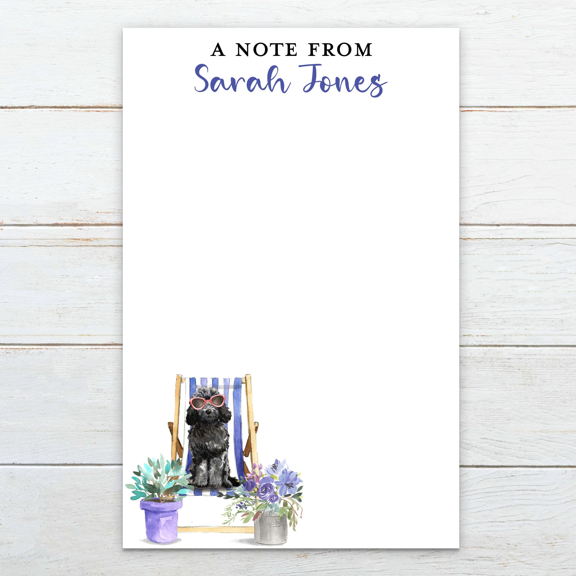 **Personalized Black Cockapoo Notepad with Name - Custom Dog Stationery for Cockapoo Lovers, Trainers, Groomers & Vets - Watercolor Design - Perfect for Notes, Gifts & Pet Care Planning**