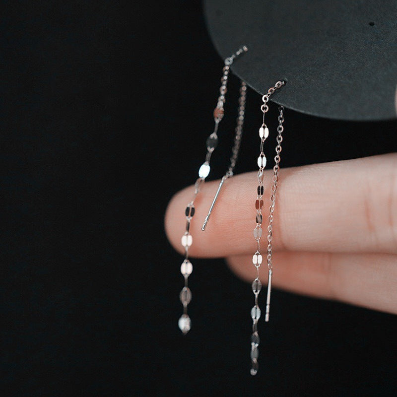 Minimalist Lip Chain Tassel Spiral Earrings for Women - Trendy Boho Chic Dangle Ear Jewelry | Perfect for Parties, Weddings & Everyday Wear | R0624