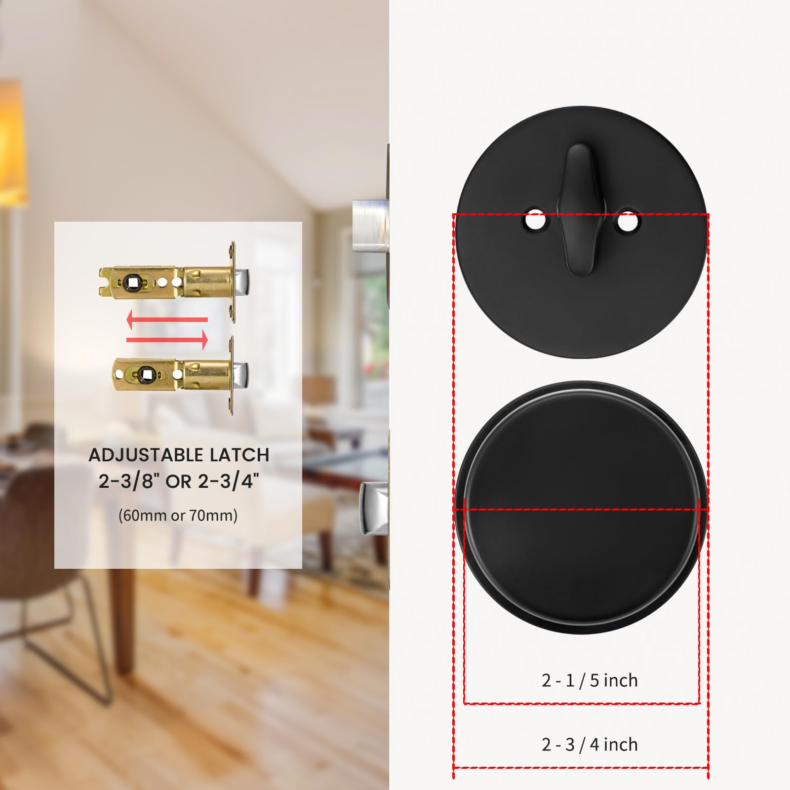 Black Door Knob & Deadbolt Lock Set - Matte Finish for Home Security