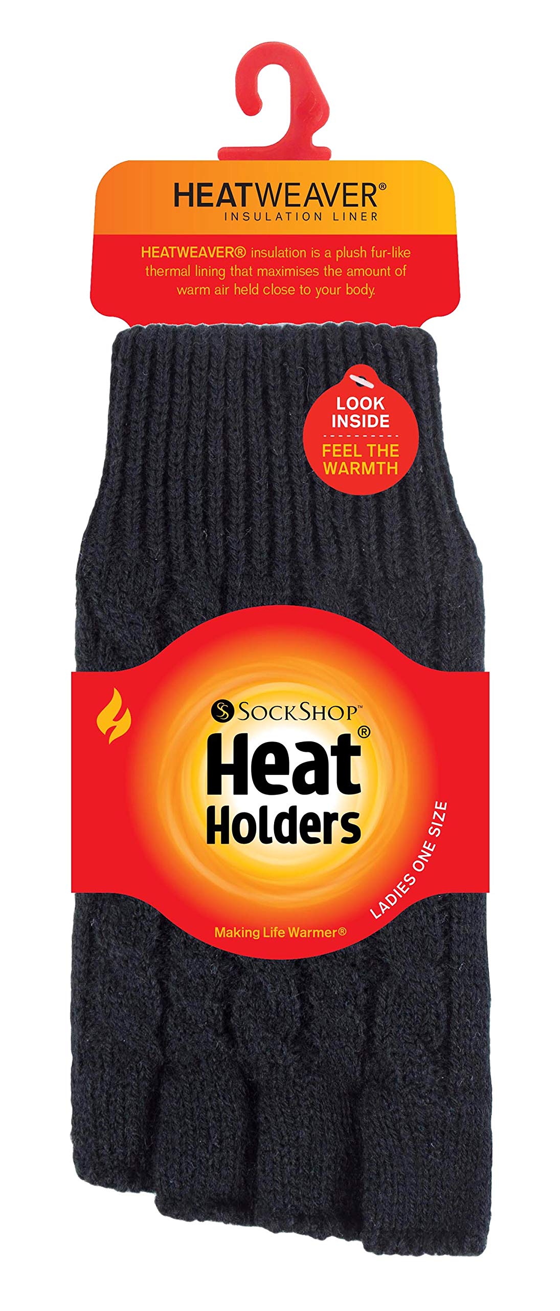 Heat Holders Women's Cable Knit Winter Thermal Fingerless Gloves - Warm Hand Protection for Outdoor Activities, Running, Hiking & Cold Weather