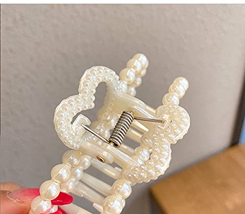 Champagne Pearl Hair Claw Clips for Women - Medium Size Non-Slip Retro Barrettes, Decorative Hair Accessories & Styling Tools (Rectangle) - Perfect for Weddings, Parties, and Everyday Elegant Hairstyles