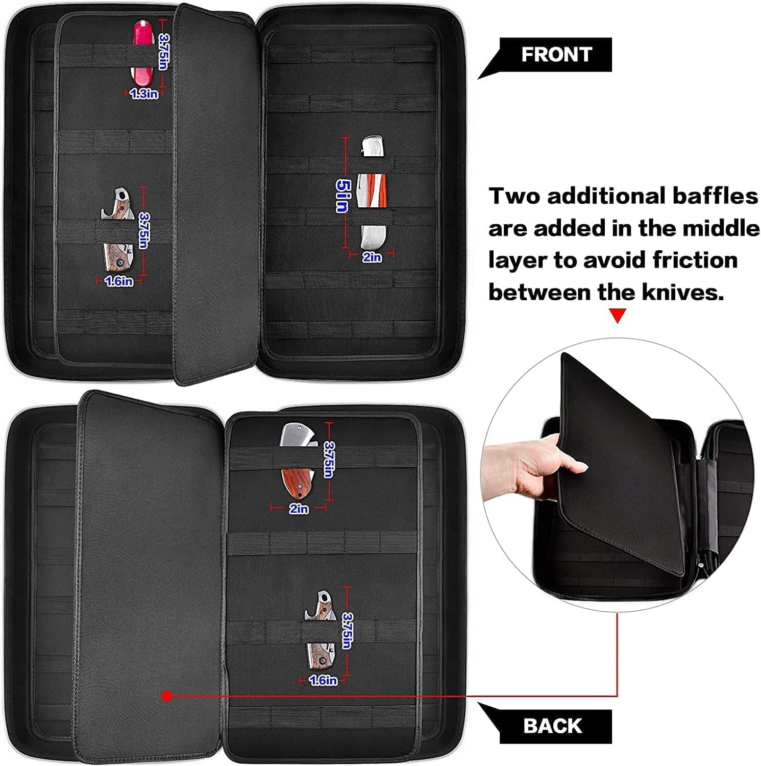 66+ Pocket Knives Display Case - Folding Knife Holder & Butterfly Knives Storage Organizer | Tactical Knife Roll Collection Pouch for EDC, Survival & Outdoor Use | Perfect for Collectors, Camping & Everyday Carry